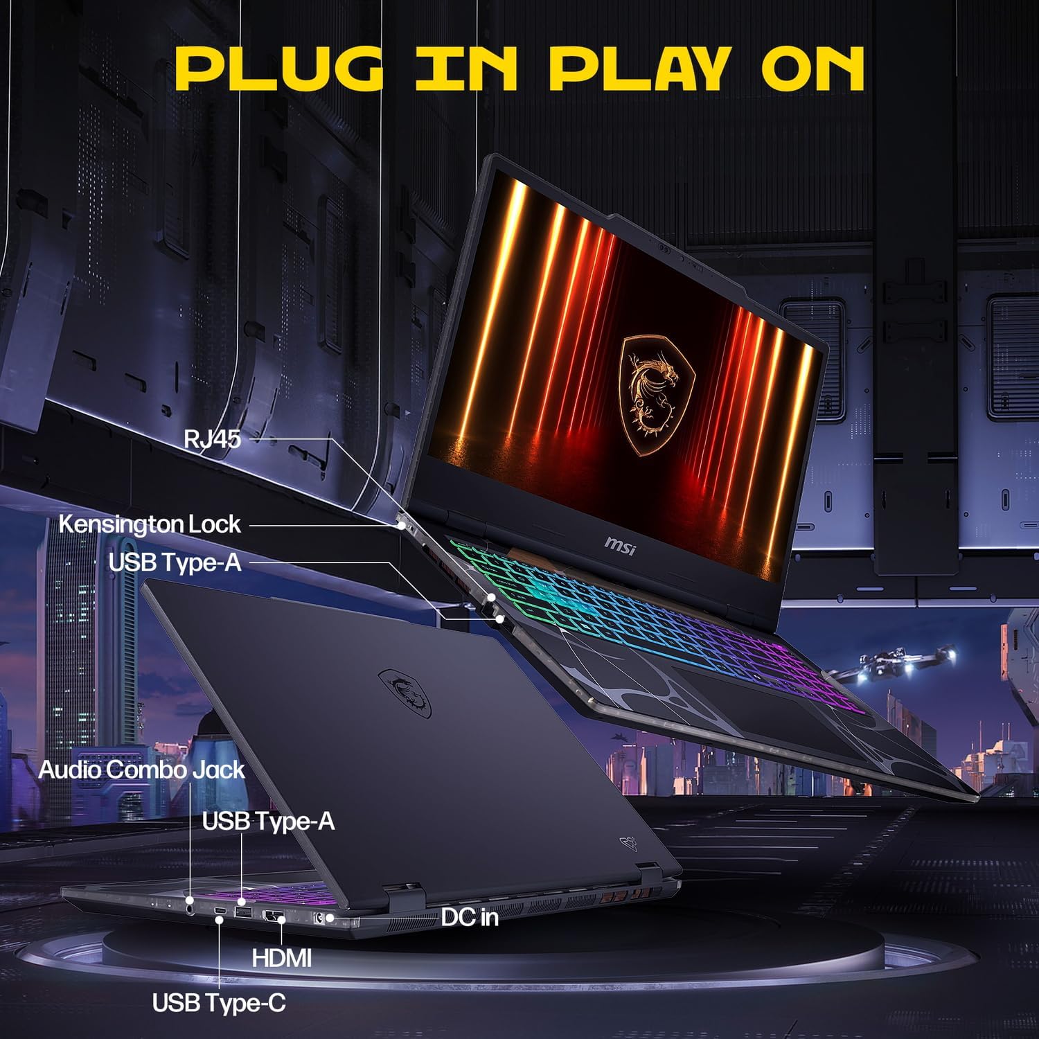 msi Cyborg 15.6” FHD 144Hz Gaming Laptop, Intel Core 7-240H, NVIDIA GeForce RTX 5060, 16GB RAM, 1TB SSD, RGB Backlit Keyboard, Wi-Fi 6E, HD Webcam, Windows 11 Pro, Black, w/Mytrix Accessory