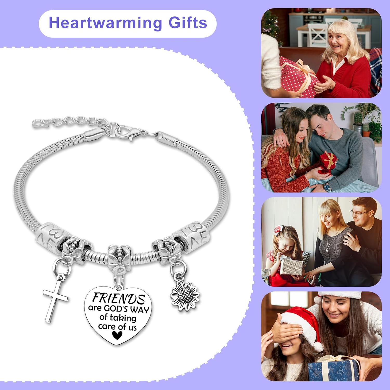 Christian Gift Bracelets for Friends Stainless Steel Bracelet Baptism Gifts for Women Bracelet Gift for Friends Encouragement Gifts Bracelets for Friend Sisters Bestie Christmas Birthday Presents - Image 5