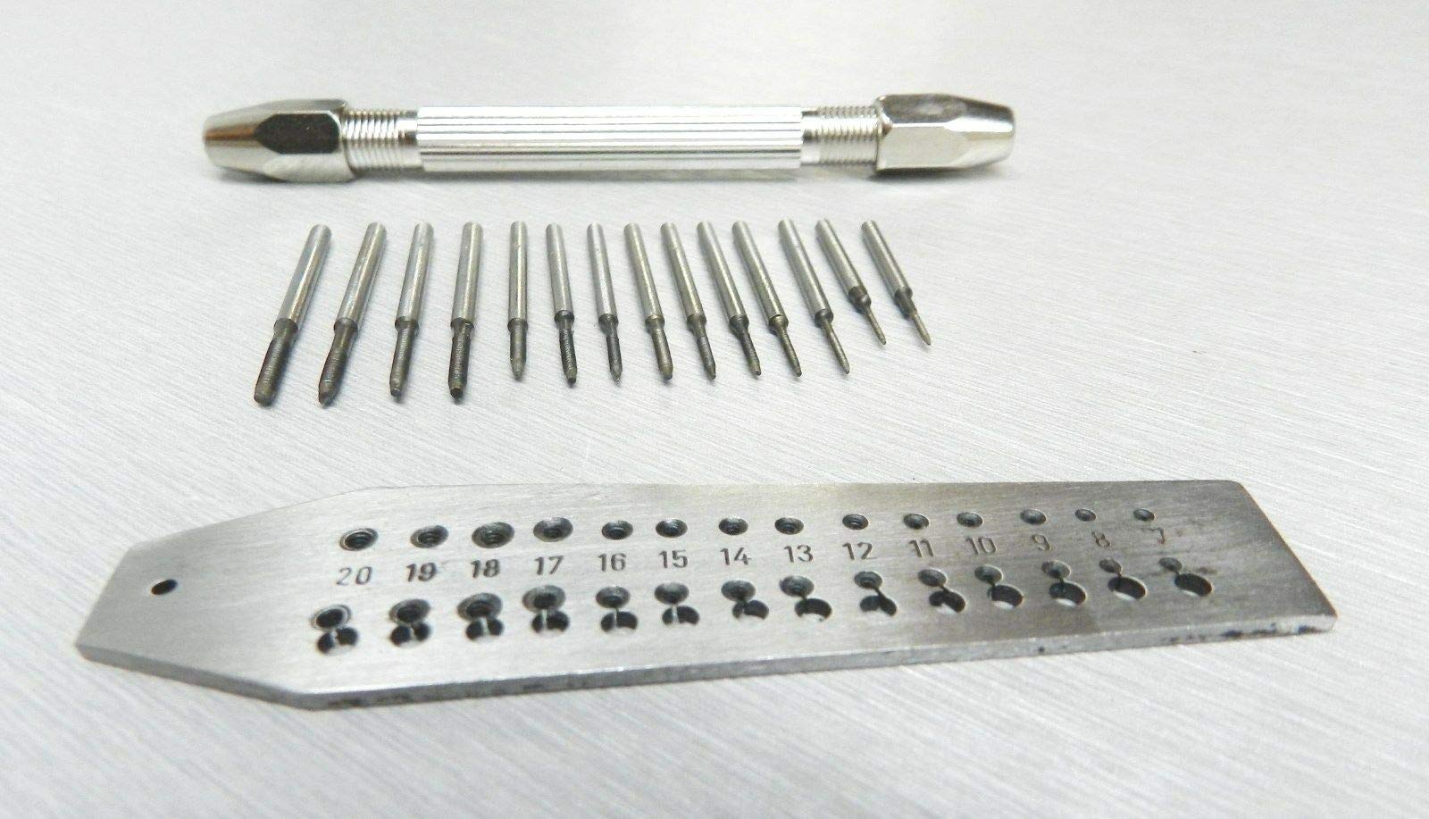 OSCAR Mini Tap and Die Set | 14 Taps with Screw Plate & Pin Vise | 0.7β2mm Jewellery Making Tool | Silver Finish 1