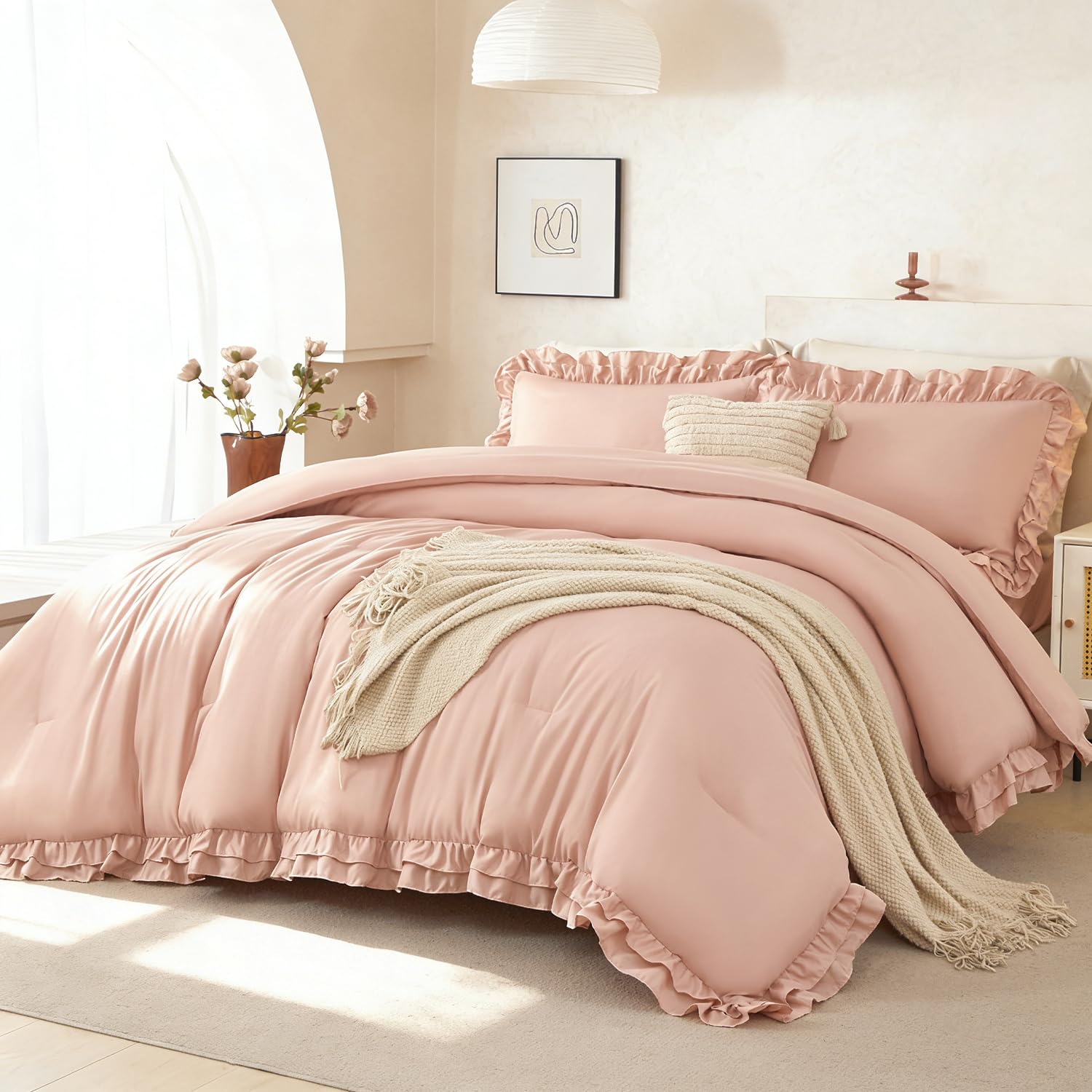 Light Blue Ruffle Comforter Set - Full Size -10 Light Blue Ruffle Comforter Set - Full Size -10