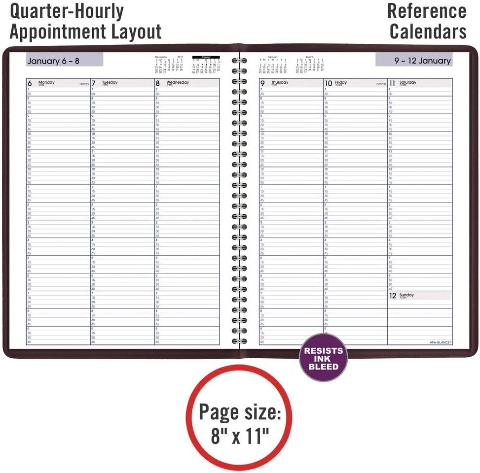 AT-A-GLANCE 2020 Weekly Appointment Book / Planner, DayMinder, 8" x 11", Large, Burgundy (G52014)