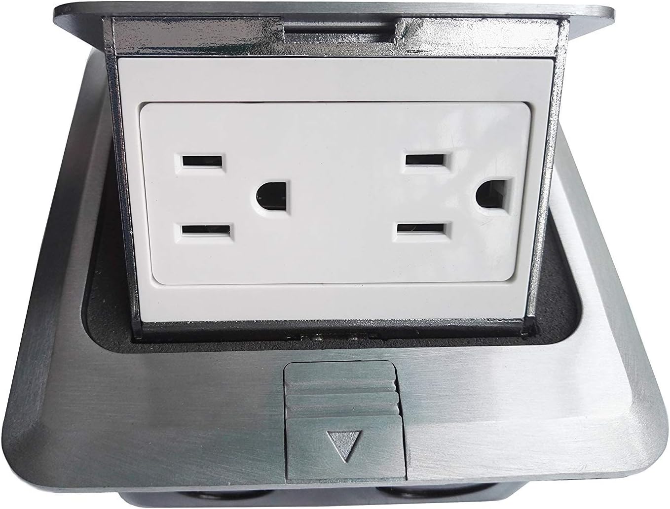 Pop Up Floor Box, Surgetek Aluminum Alloy Counter Countertop Box w/15A with Duplex Receptacle(Floor Box)