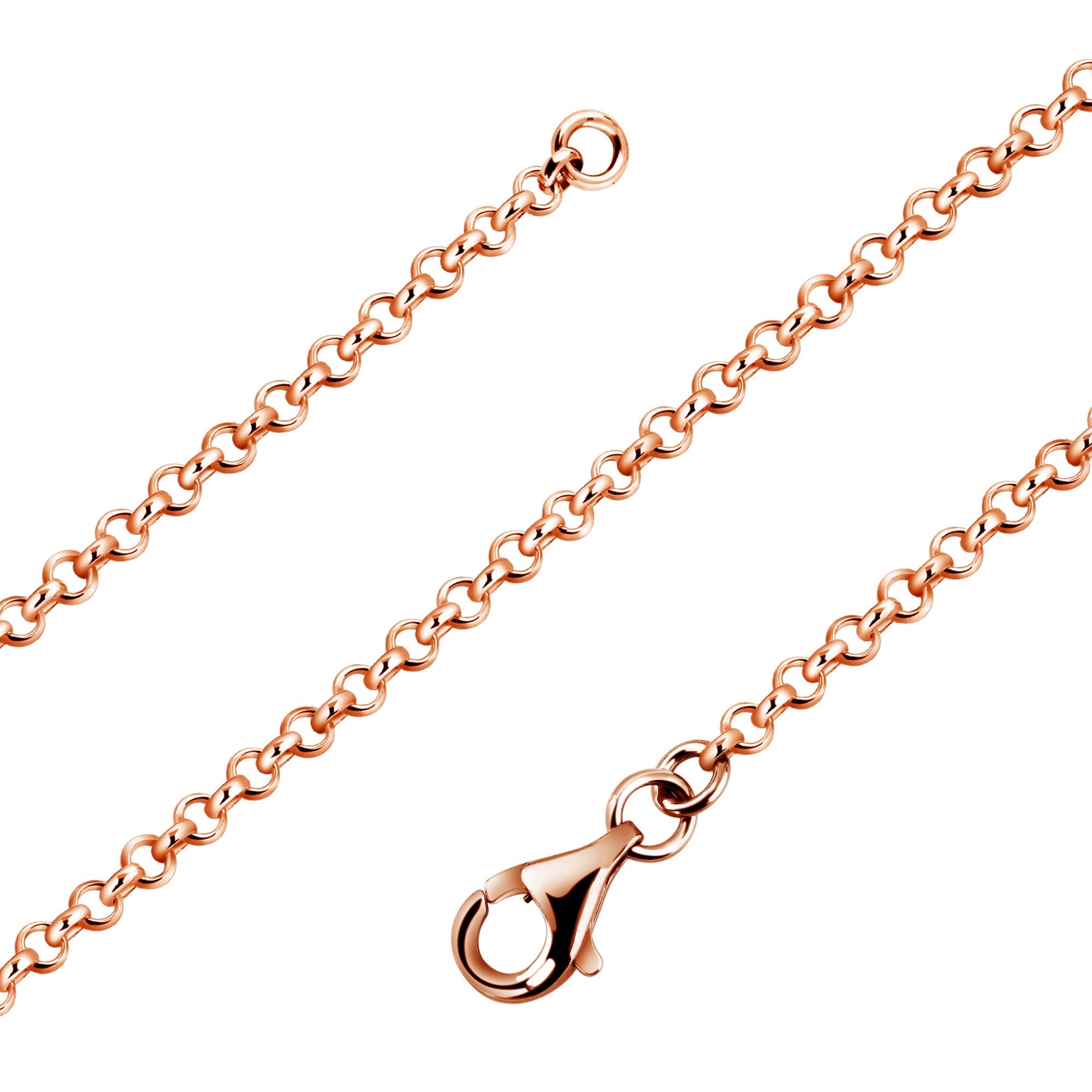 Rosegold Erbskette 925 Silber Kette Damen Halskette 2,2 mm 12-4 | vergoldete Silberkette Rose Gold in den Längen 42 45 50 60 70 80 90 cm verfügbar