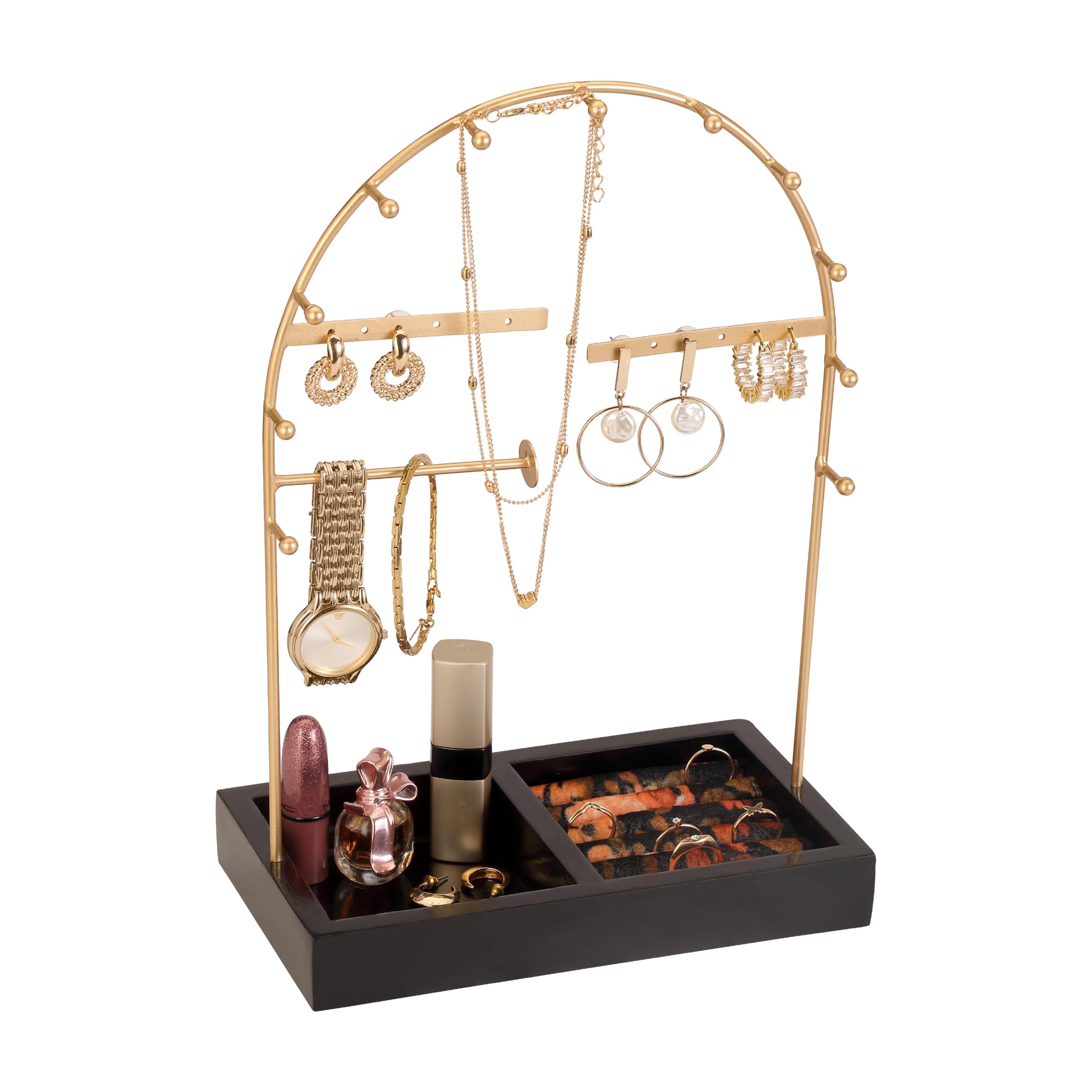 Folkulture Jewelry Organizer, Jewelry Stand or Jewelry Holder Organizer, Hanging Jewelry Organizer, Cute Jewelry Display Stand with Storage for Rings, Earrings, Bracelets & Necklaces (Midnight)