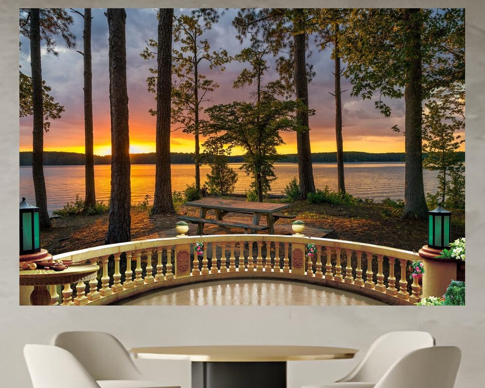 JVERF - JZZD31733 USA Lake Sunrises and Sunsets West Point Lake| Self-Adhesive Open Window Wall Sticker