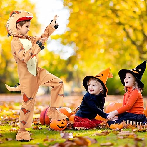 Miniatura 6 de Acekid Disfraz de dinosaurio para niños, disfraces de Halloween para niños y niñas, disfraz de T-Rex para Halloween truco o trato