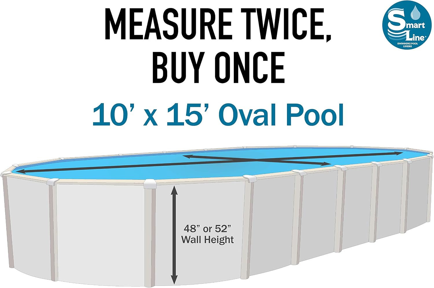 Smartline 10 ft x 15 ft Oval Swimming Pool Liner | Boulder Swirl | Overlap Style | 48-52 Inch Wall Height | 25 Gauge Heavy Duty Virgin Vinyl | Designed for Steel Sided Above Ground Pools