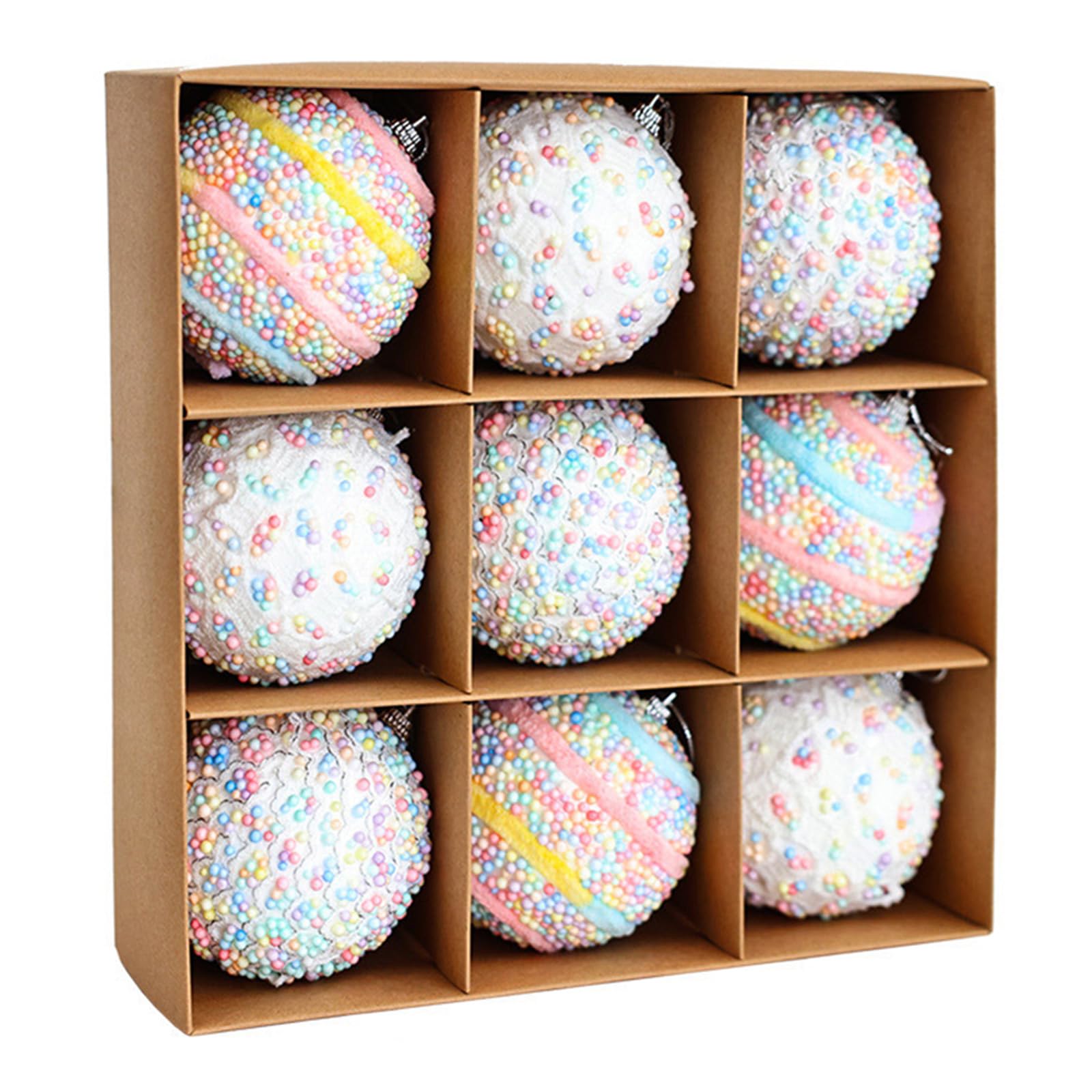 KAQNTUD Festive Foam Ornaments 6 cm/8 cm Multicoloured Dots for Christmas Tree Decoration Indoor and Outdoor Party Supplies Easy to Hang Christmas Foam Ball
