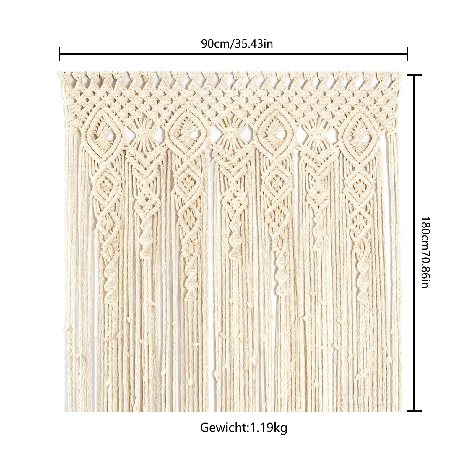 Boho-Türvorhang,Makramee Wandbehang Vorhang,Raumteiler Vorhänge,Wandteppich Böhmische Wanddeko Wandteppich Türvorhang für Wohnzimmer Schlafzimmer Hochzeit Wohnung Dekoration (stil-2 90*180cm)