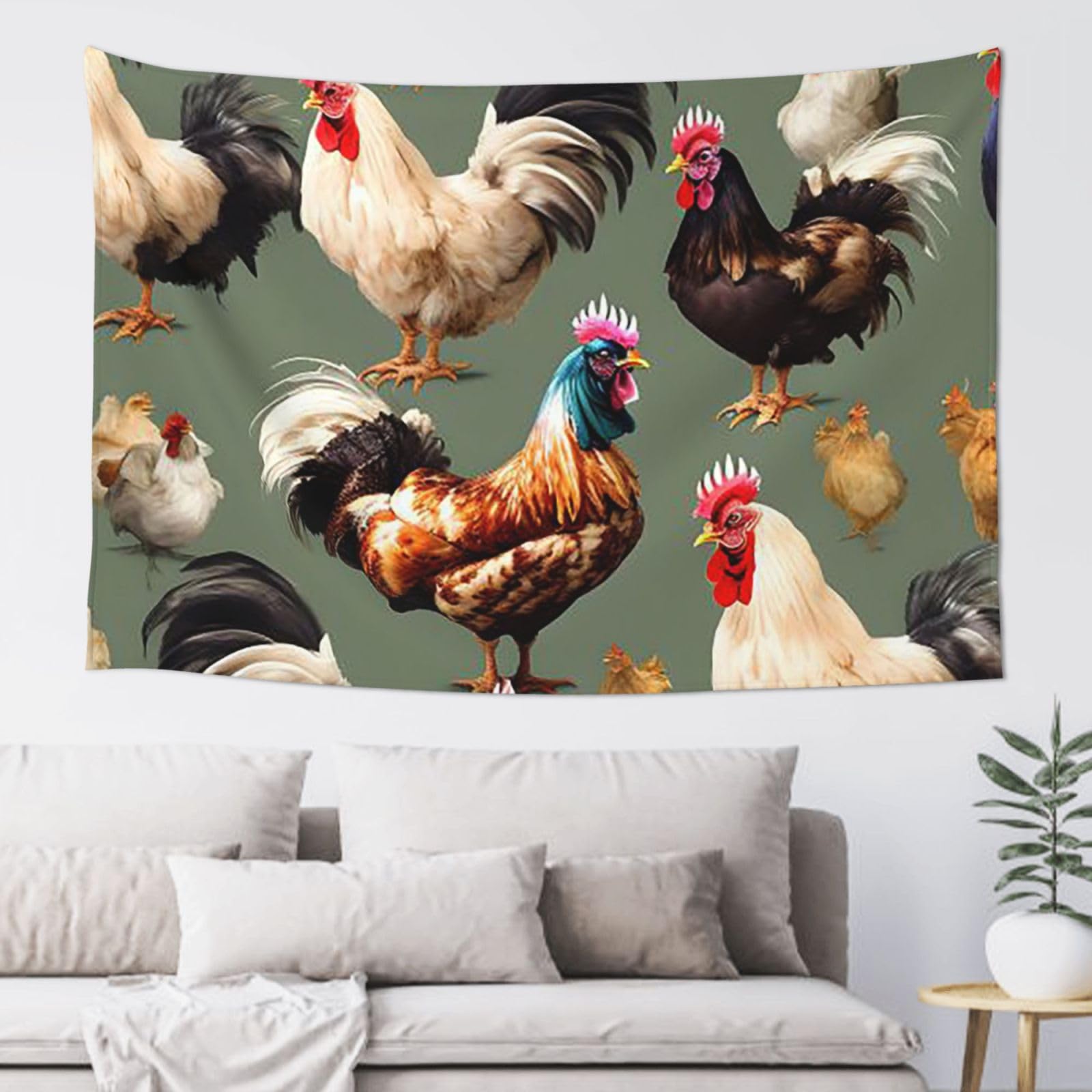 FodPand Chicken And Rooster Print Tapestry for Bedroom Aesthetic, Wall Hanging Tapestries Art Decor Backdrop Wall Tapestry for Dorm Living Room Funny Poster Party Banner Background 40" X 60"