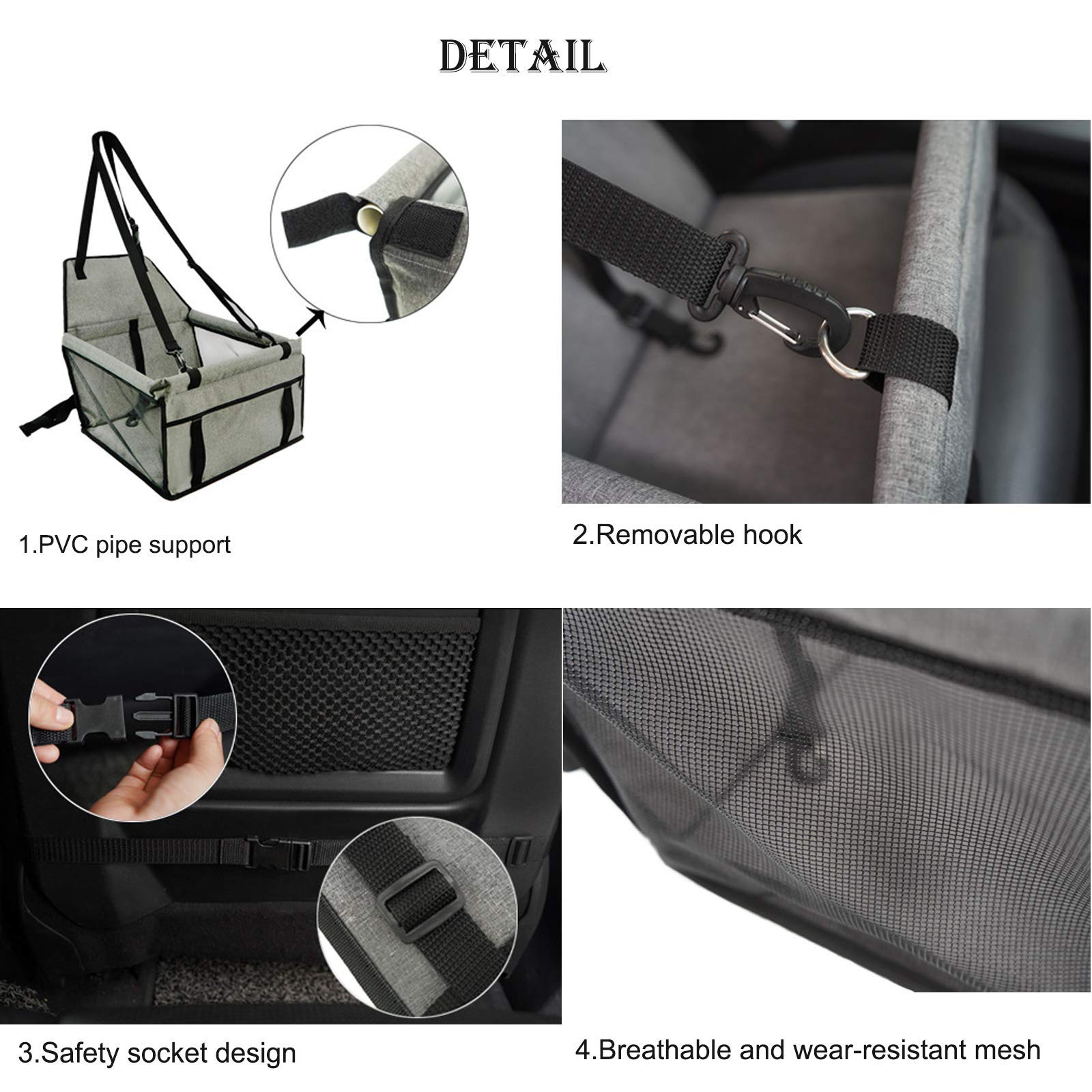 Alfombrilla impermeable y transpirable para asiento de coche, tela Oxford lavable con bolsa de transporte para seguridad de mascotas en el coche