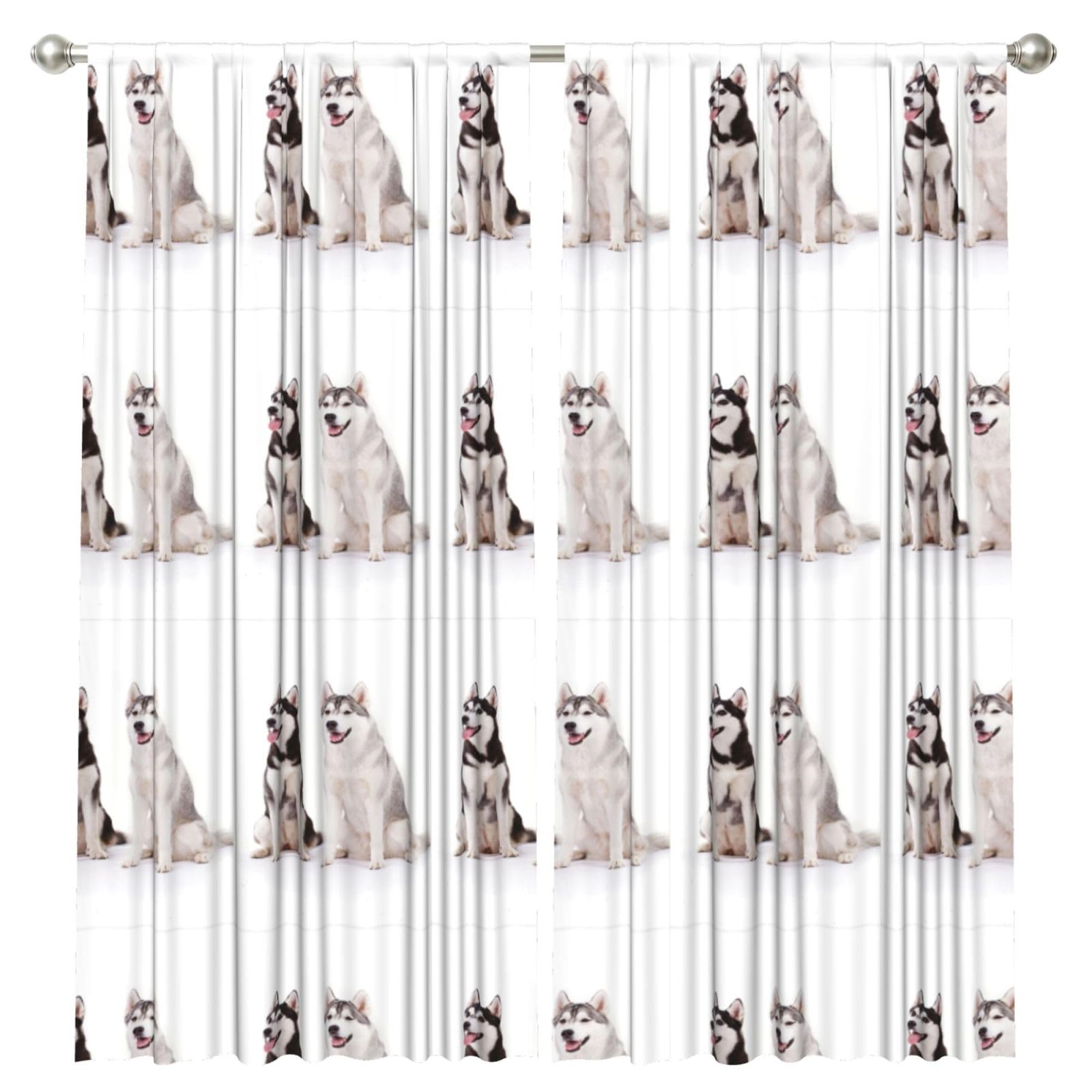 InOmak Husky Dogs Printed, 2 Panels Window Curtains 52 x 84 Inch Blackout Curtains for Living Room Bedroom