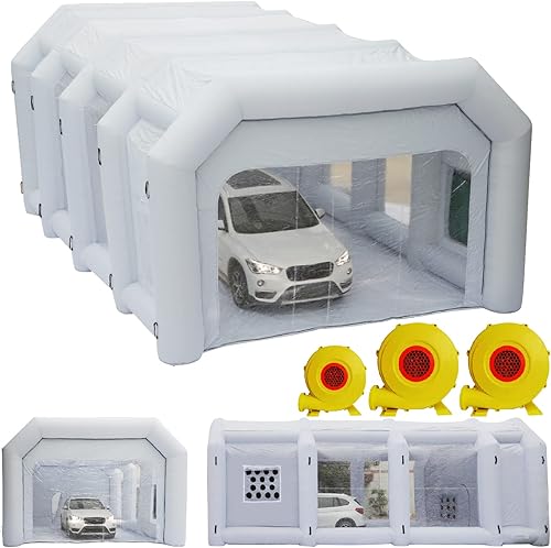 Xmaybang Cabina de pintura inflable de 30 x 20 x 13 pies con 3 sopladores, cabina de pulverización inflable, estación de trabajo profesional para