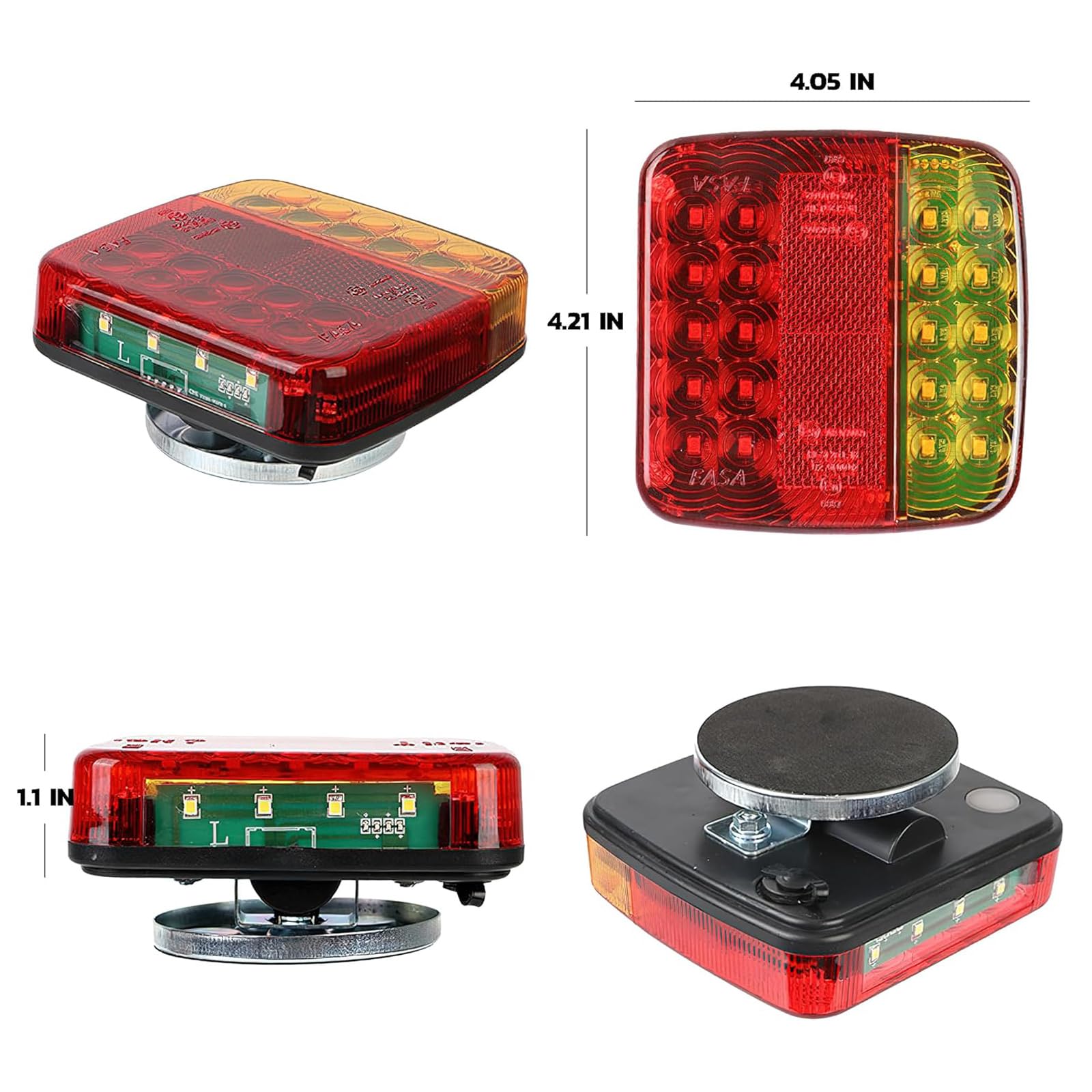 Magnetische Anhänger Rücklichter Kabellos Set, Kabelloses Beleuchtungs LED 12V, Wiederaufladbare Anhänger Beleuchtung mit ECE-Geprüft für Anhänger LKW Wohnwagen LKW RV Traktor