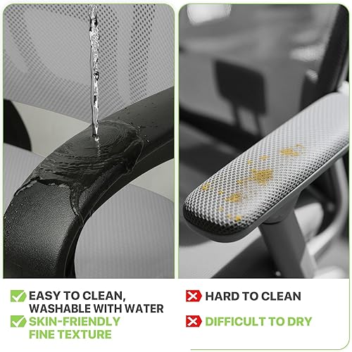 Miniatura 6 de Magshion Juego de 2 sillas ergonómicas de oficina, silla de escritorio de malla con respaldo medio, silla giratoria ajustable para computadora con