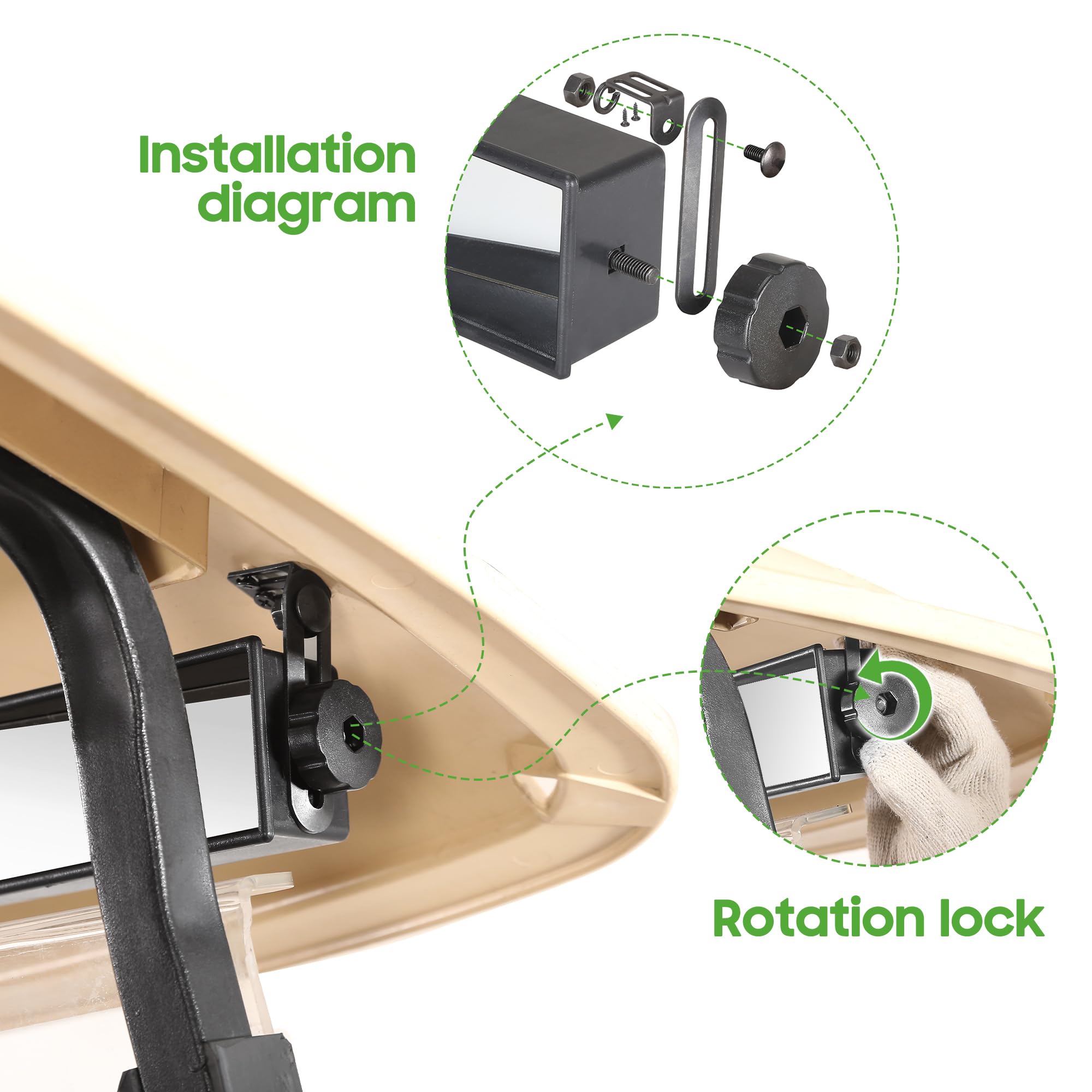 10L0L Rétroviseur universel à 5 panneaux pour voiturette de golf EZGO, Club Car, rétroviseur grand angle, compatible avec voiture SUV Van Truck