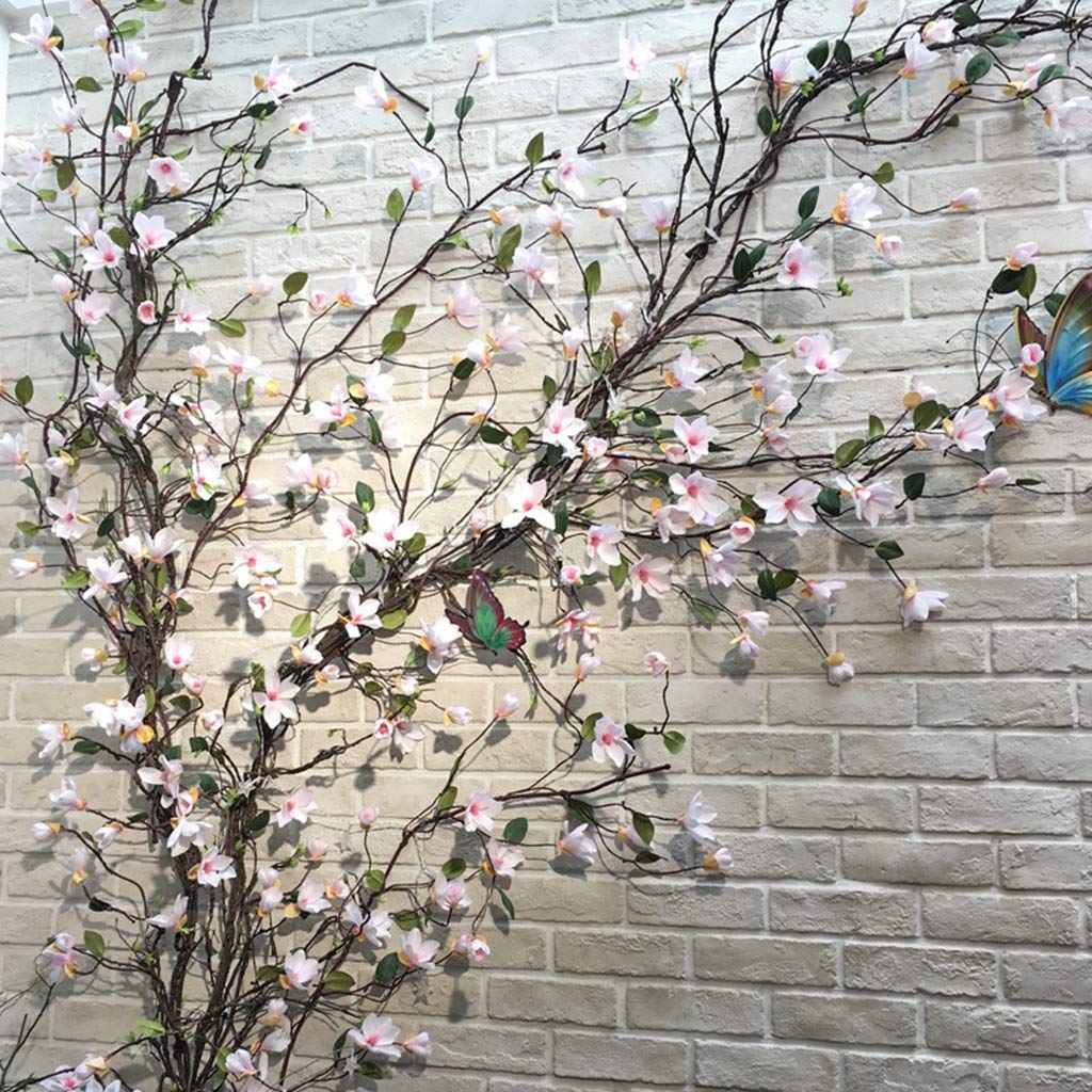 Flores de Magnolia Artificial, Flores de Seda Falsa Vid Floral decoración de Pared Fiesta decoración del hogar simulación Regalos de Flores, 160 cm, 4 Piezas,Pink-160 cm