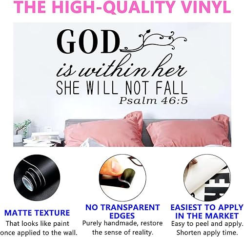 Miniatura 2 de SEATUNE Calcomanías de pared para mujer, calcomanías de pared para dormitorio, citas de Dios, versículo de la Biblia, oración religiosa cristiana,
