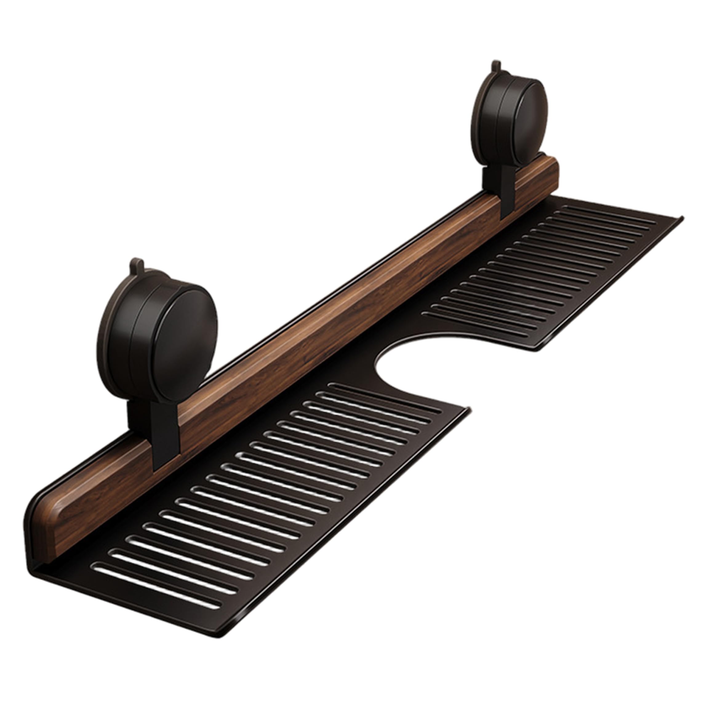 Wilafury Bathroom Sink Shelf Over Faucet, No Drill Bathroom Sink Organizer with Drain Holes, Removable Storage Rack for Kitchen & Shower, 40cm/16inch, Black