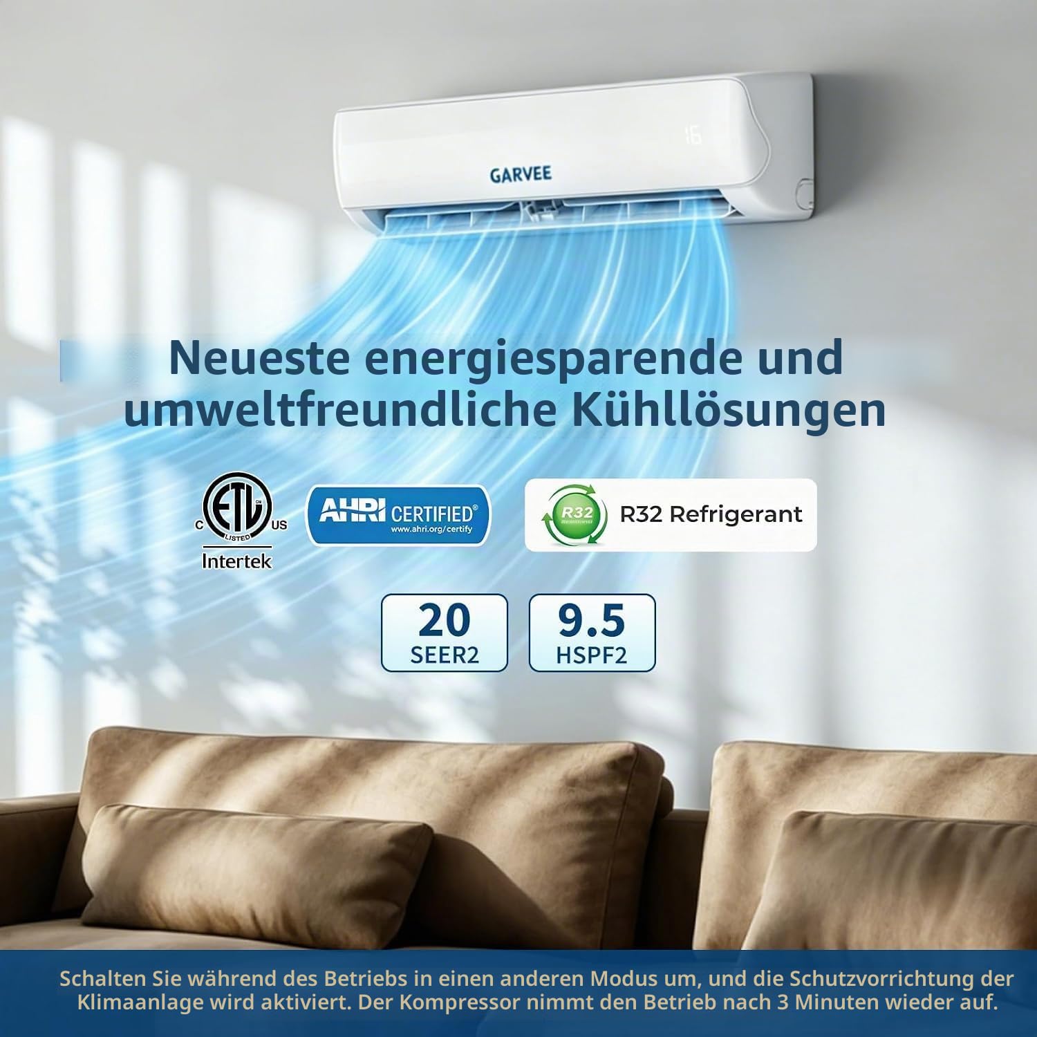 Klimaanlage Split, Inverter Klimagerät mit Kühlung und Heizung, Split Klimaanlage Wandmontage, 12000 BTU(3.5 kW), WiFi&App, Sehr Leise, R32 Kältemittel, Montagematerial, bis 100qm [Energieklasse A++]