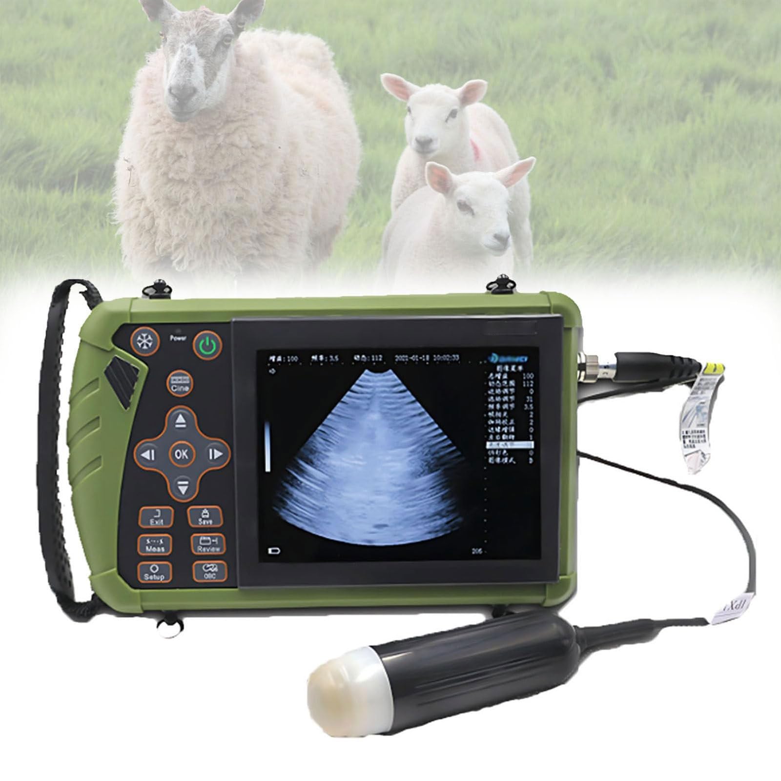 Échographe Vétérinaire Portable Echographie Appareil Grossesse Multifonction Avec Sonde 3,5 Mhz,écran Couleur Tft 5,6 Pouces Pour Porcs, Chèvres, Test De Gestation(Convex Array Probe)