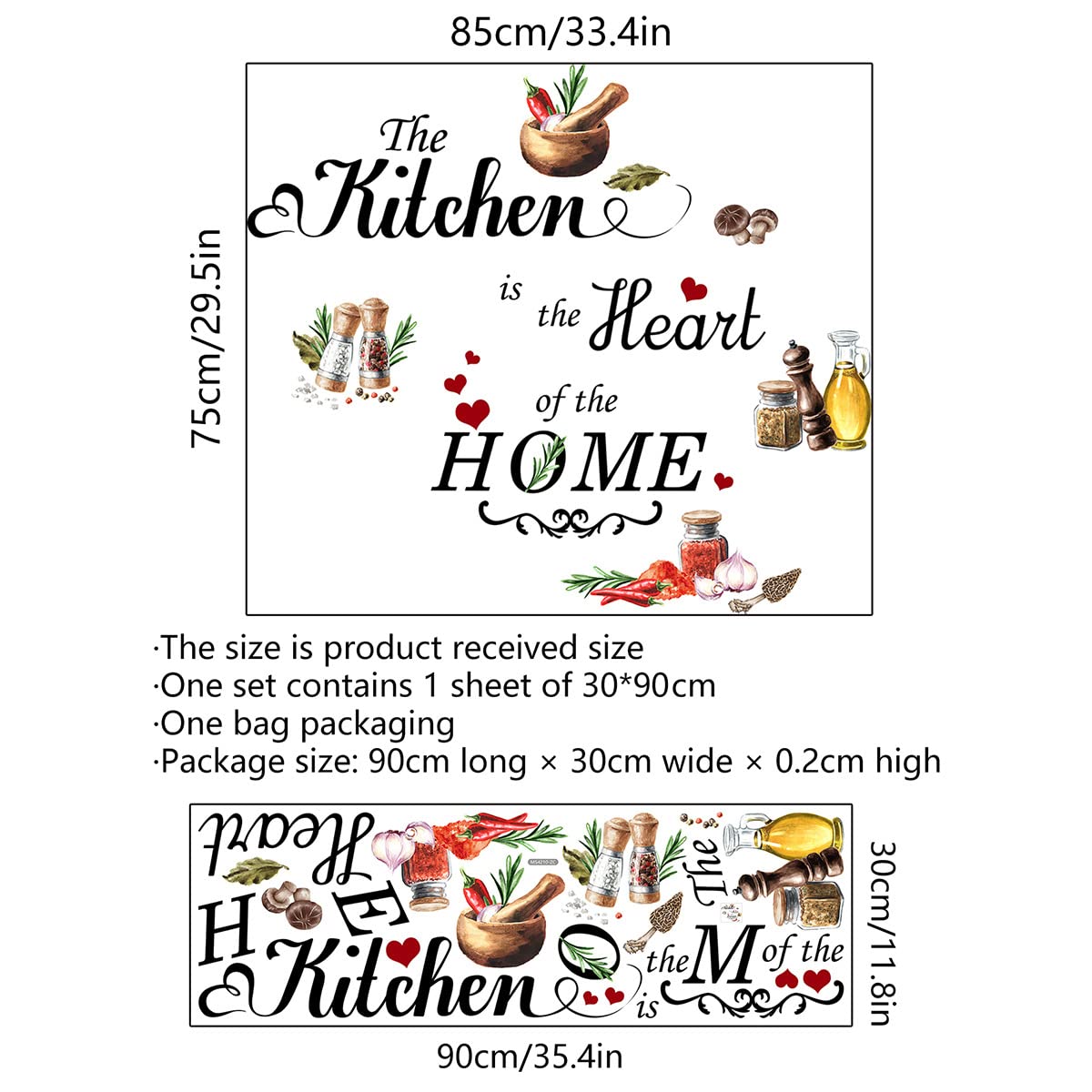 Vinilo Decorativo Pared – La Cocina Es El Corazón Del Hogar – Pegatina Extraíble Negro (Decalsdesign4you)