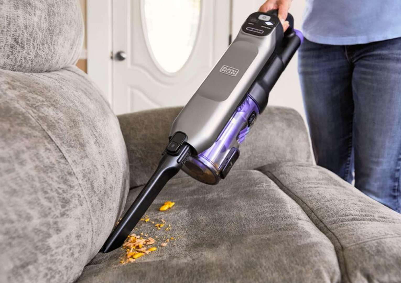 BLACK+DECKER Aspiradora Escoba con Extensión para Suelos, 21.6V 4Ah, Motor Sin Escobillas, BHFEA640WG-QW