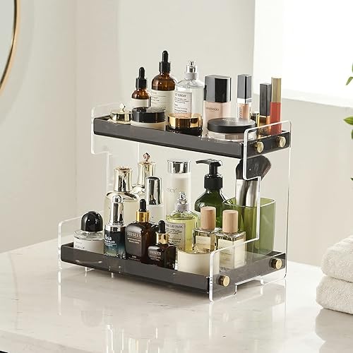 FFK Organizador de baño, organizador de encimera de baño de 2 niveles, organizador de especias de cocina, estante de almacenamiento de encimera para
