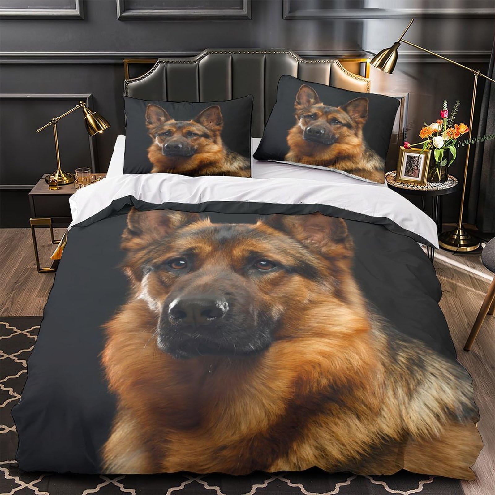 Housse de couette imprimé 3D Berger Allemand microfibre