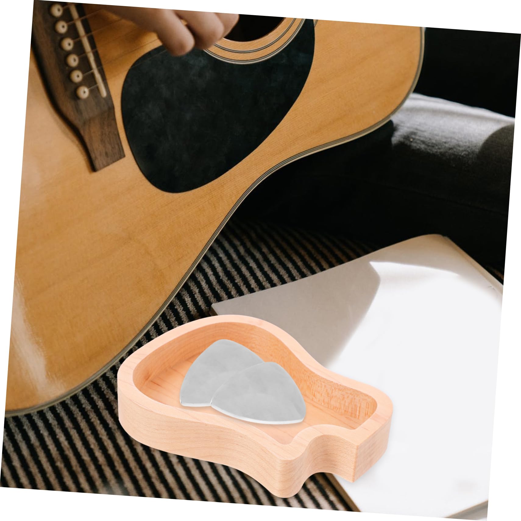 ibasenice 3stücke Gitarrenförmige Plektrum Aufbewahrungsbox Aus Ahornholz Praktischer Plektrumhalter Für Standard Und Jazz-Picks Für Gitarrenspieler Hellbraun