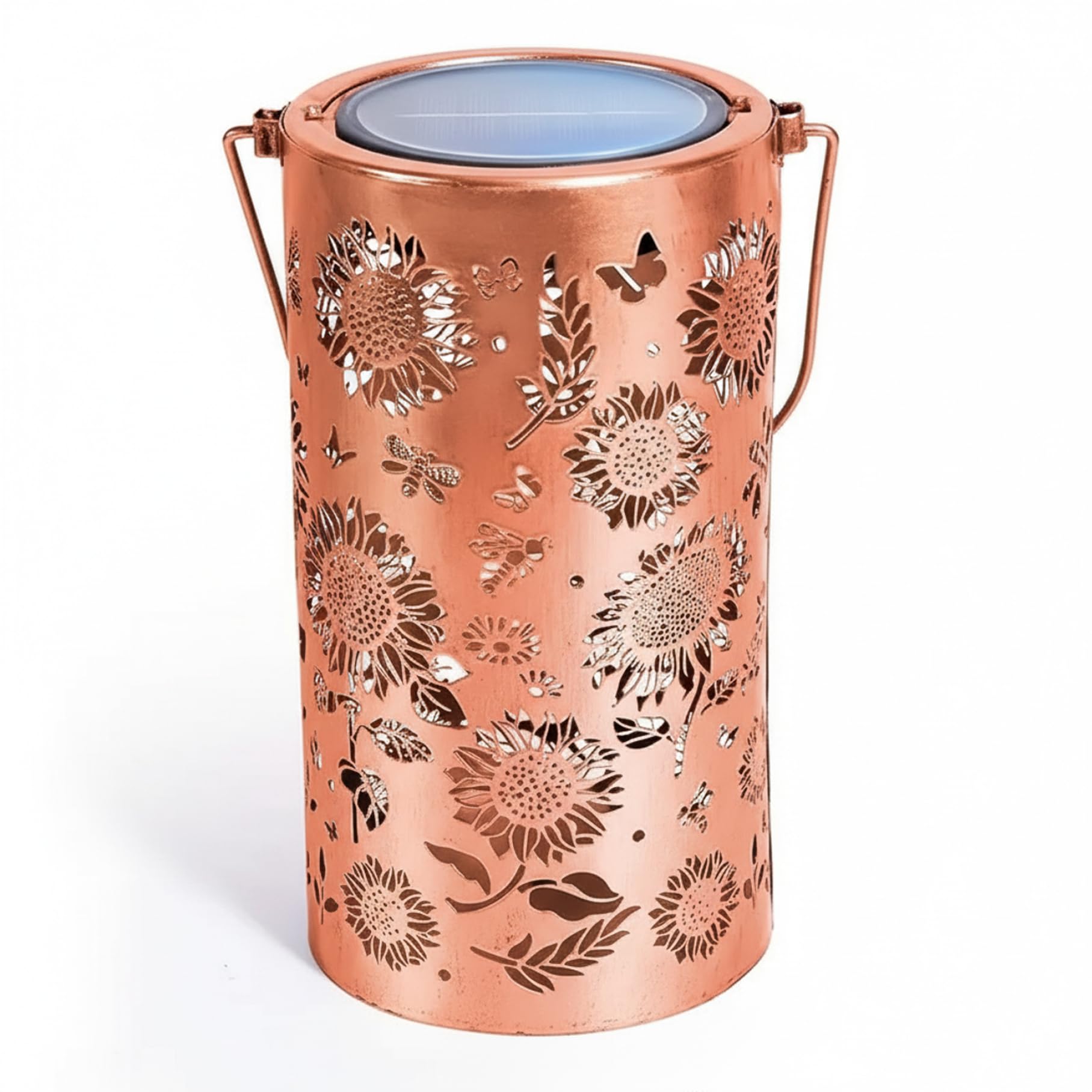 Wilafury Colorful Solar Lanterns Outdoor, Sunflower Garden Decor With Butterfly Patterns, Solar Powered Pathway Lantern, Waterproof Hanging Light For Patio Yard