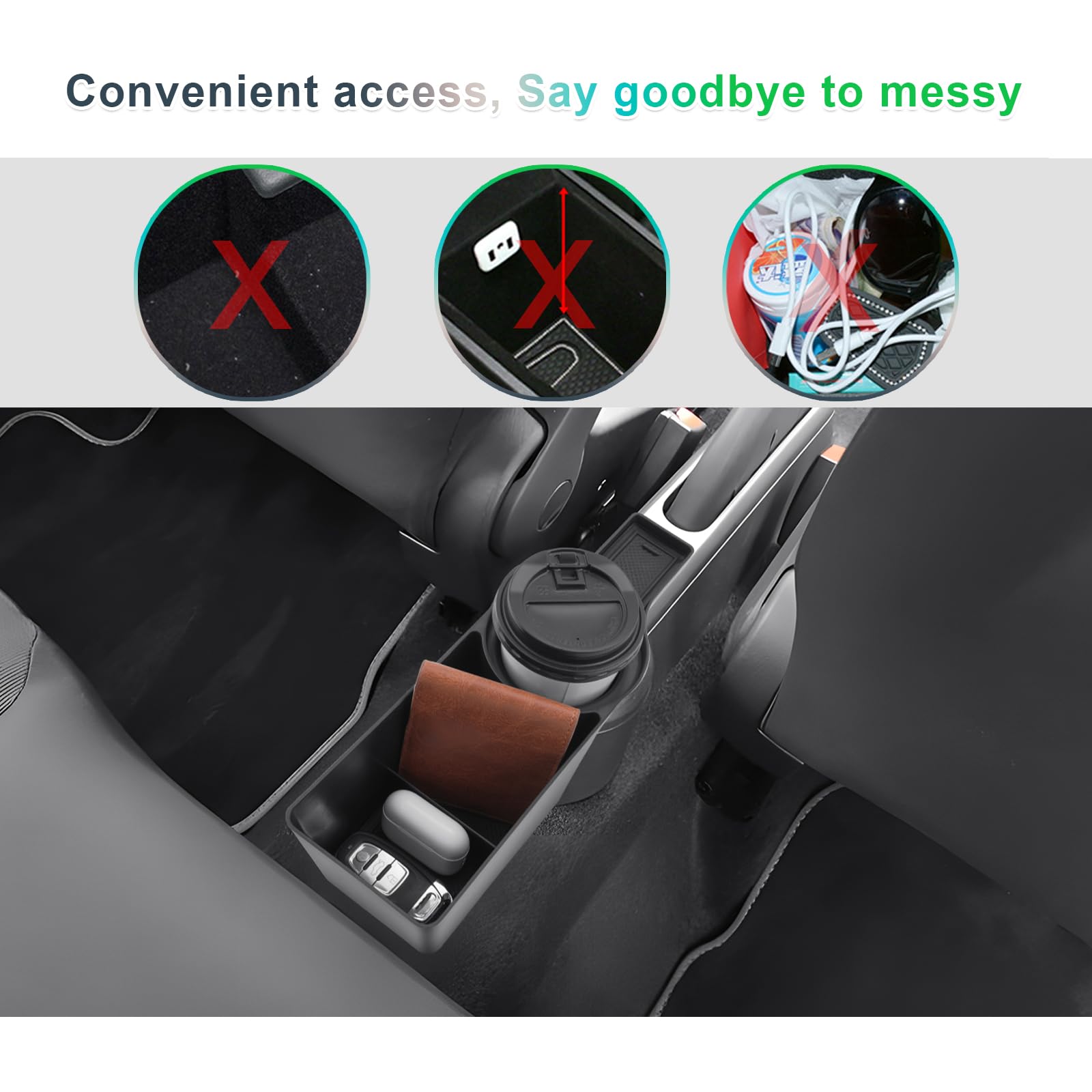 GAFAT V W UP GTI/Seat MII/Skod-a Citigo 2013-2023 Contenitore Portaoggetti per Console Centrale, Organizer inferiore alla Console Centrale, Portabicchieri Posteriore, Compatibile con VW UP Accessori