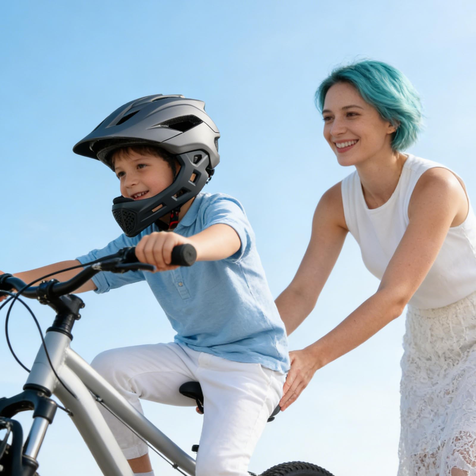 Casco de cara completa para niños, casco BMX de cara completa para niños, monopatín BMX Dirtbike con protector de barbilla desmontable, cascos de bicicleta de cara completa 2 en 1 para niños y