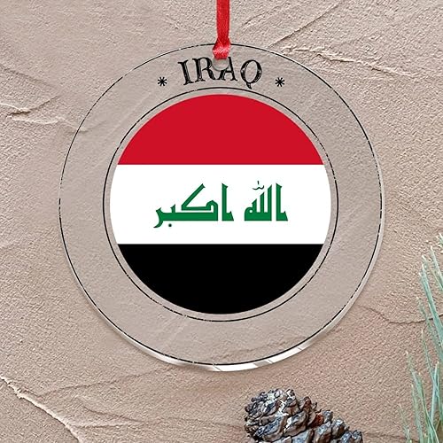 Adornos de Navidad de Iraq bandera de horizonte de ciudad adorno redondo para árbol de Navidad bandera de estado viaje acrílico bola de Navidad