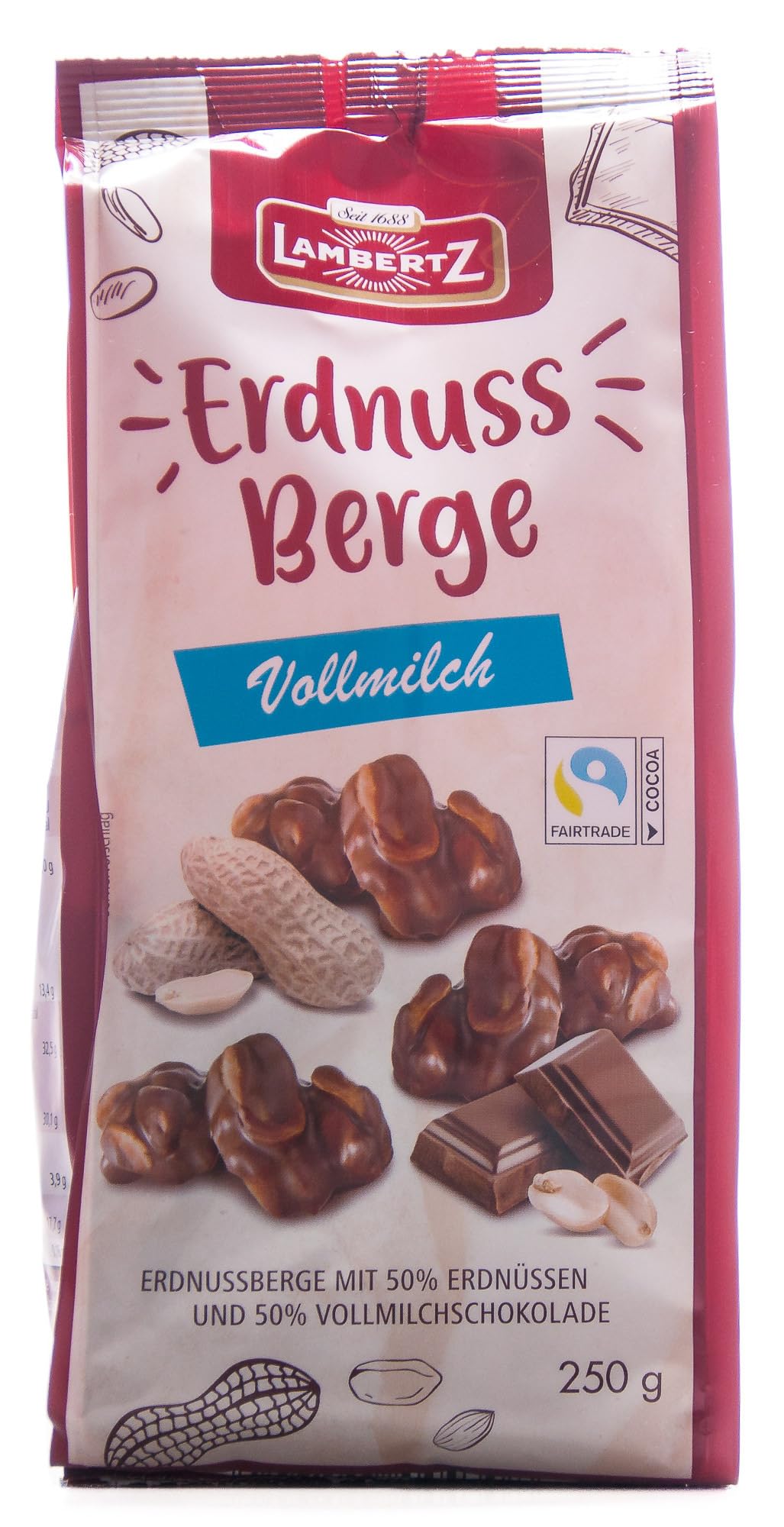Lambertz Erdnuss Berge Vollmilchschokolade, 6er Pack (6 x 250 g)