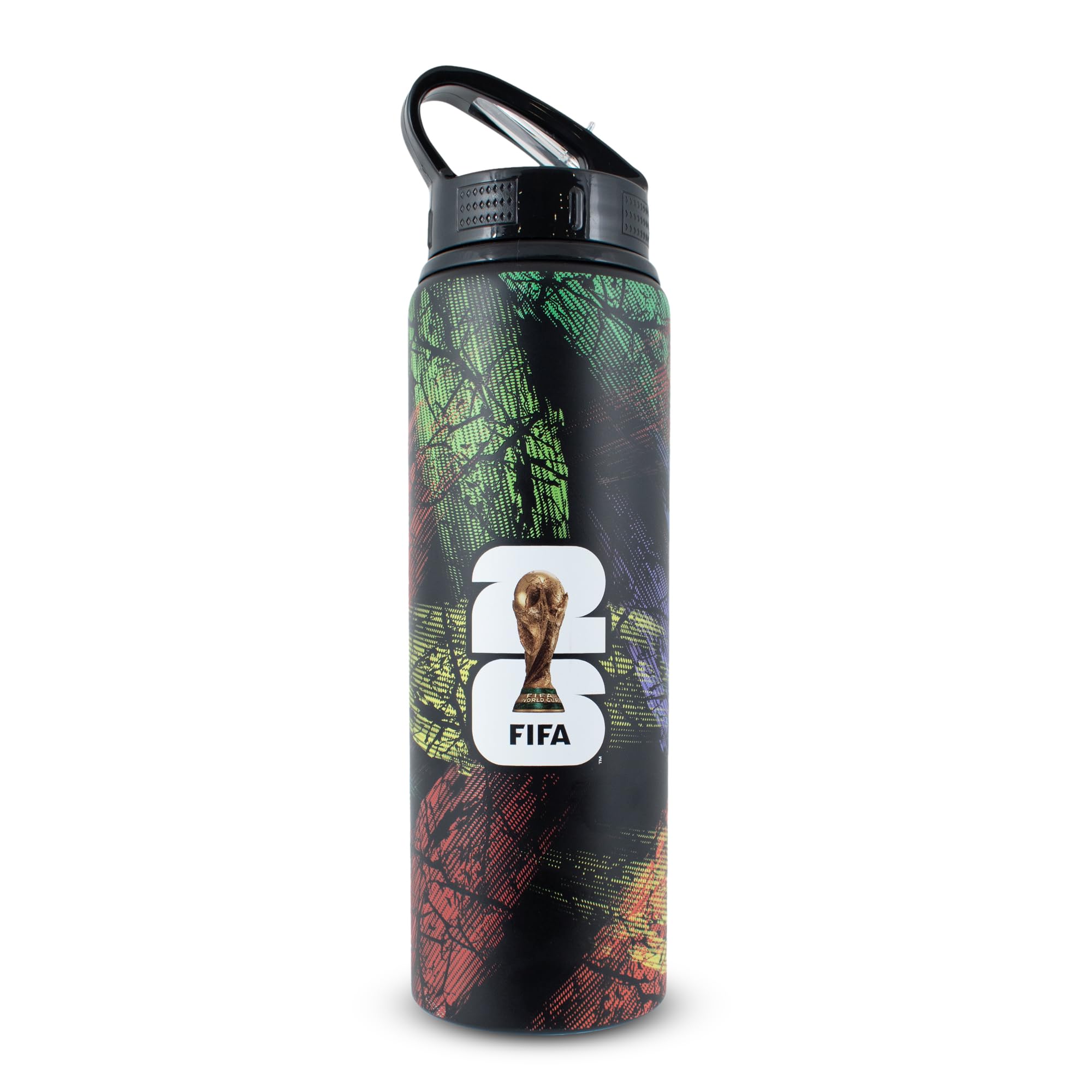 Hy-Pro Officially Licensed FIFA World Cup 2026 750ml Aluminium Water Bottle Paint Splatter - Durable Sports Hydration for Football Fans - Gym Bottle with FIFA World Cup 2026, Paint Splatter Design