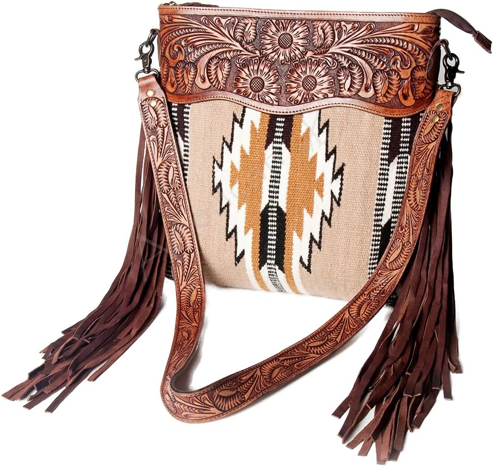 American Darling Signature Crossbody Hand Tooled Saddle Blanket Genuine Leather women bag western handbag purse