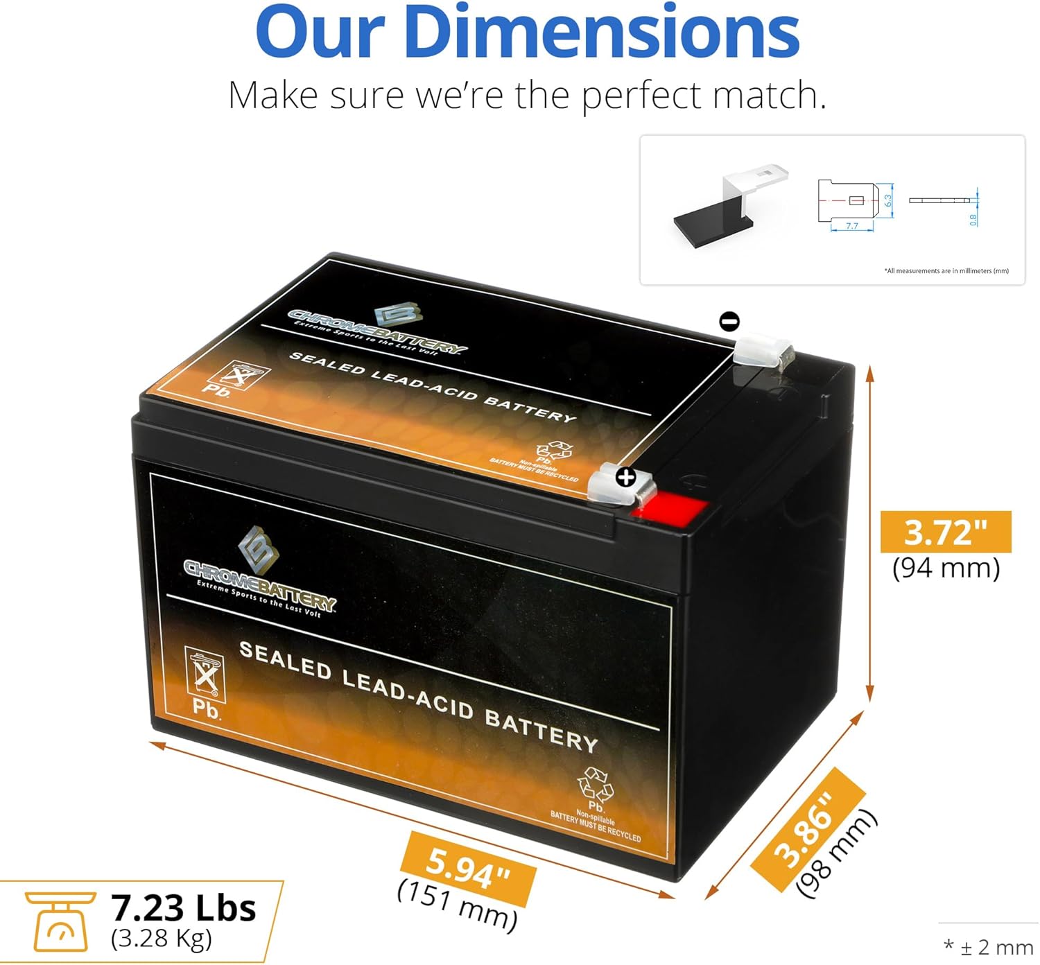 CB CHROMEBATTERY 12V 14AH Sealed Lead Acid (SLA) Rechargeable Battery – 2 Pack – F2 Terminal – Deep Cycle Design – for UPS, Alarms, Emergency Lighting, Scooters, Ride-On Toys, Solar & More