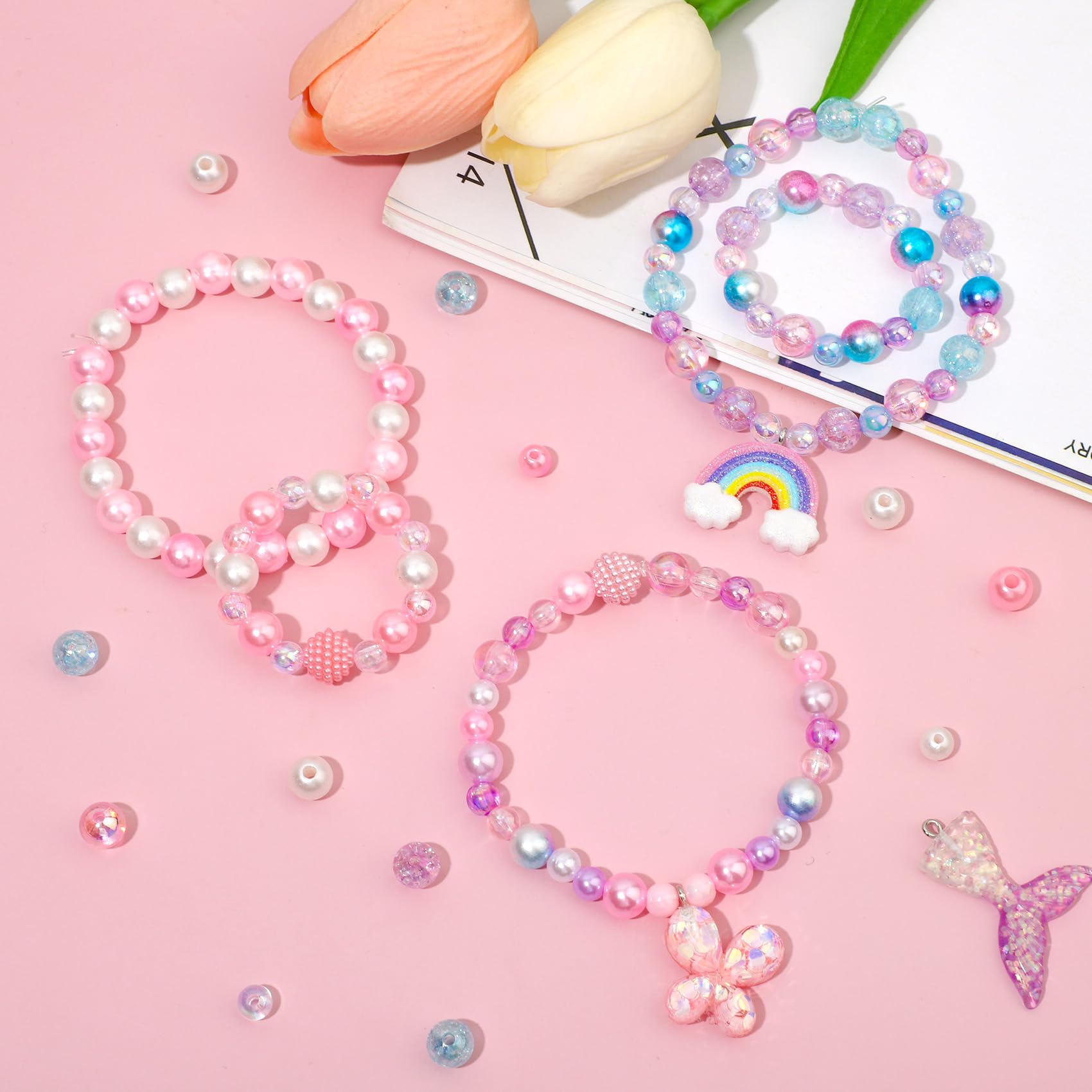 Amazon | Acerich 806個 マーメイドビーズブレスレット製作