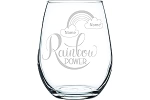Engraved Rainbow Power Stemless Wine Glass