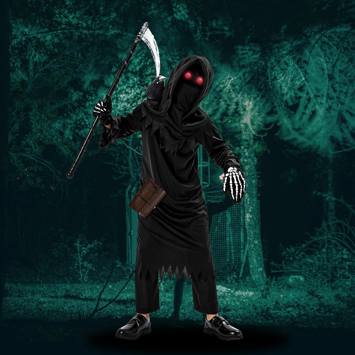 Onory Halloween Costumes for Kids Grim Reaper Costume for Boys Set Scary Ghost Cosplay Outfit Halloween Party Favors - Image 3