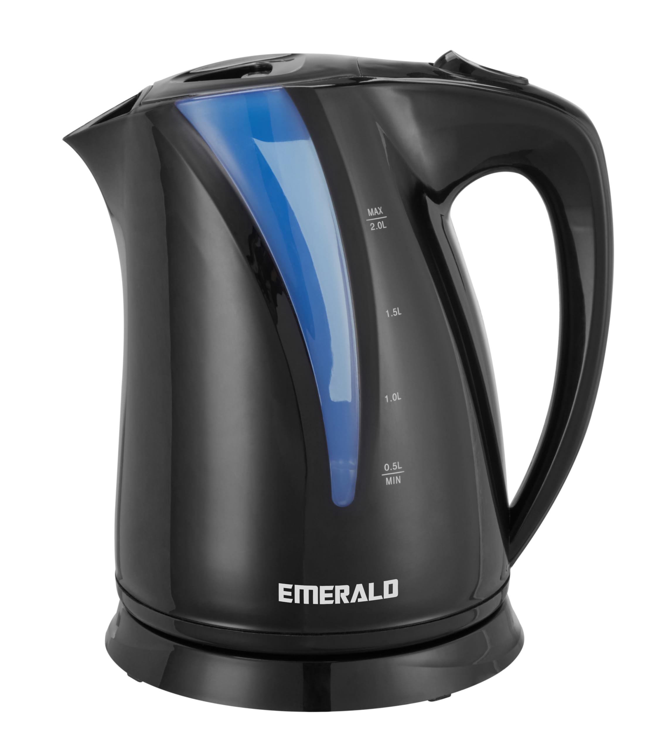 Emerald Plastic Electric Kettle, Countertop Tea Kettle Water Boiler Heater, 2L, Black