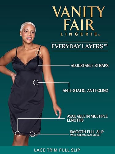 Miniatura 5 de Vanity Fair Prendas completas antiestáticas de nailon para debajo de vestidos, para mujer (S-5XL)