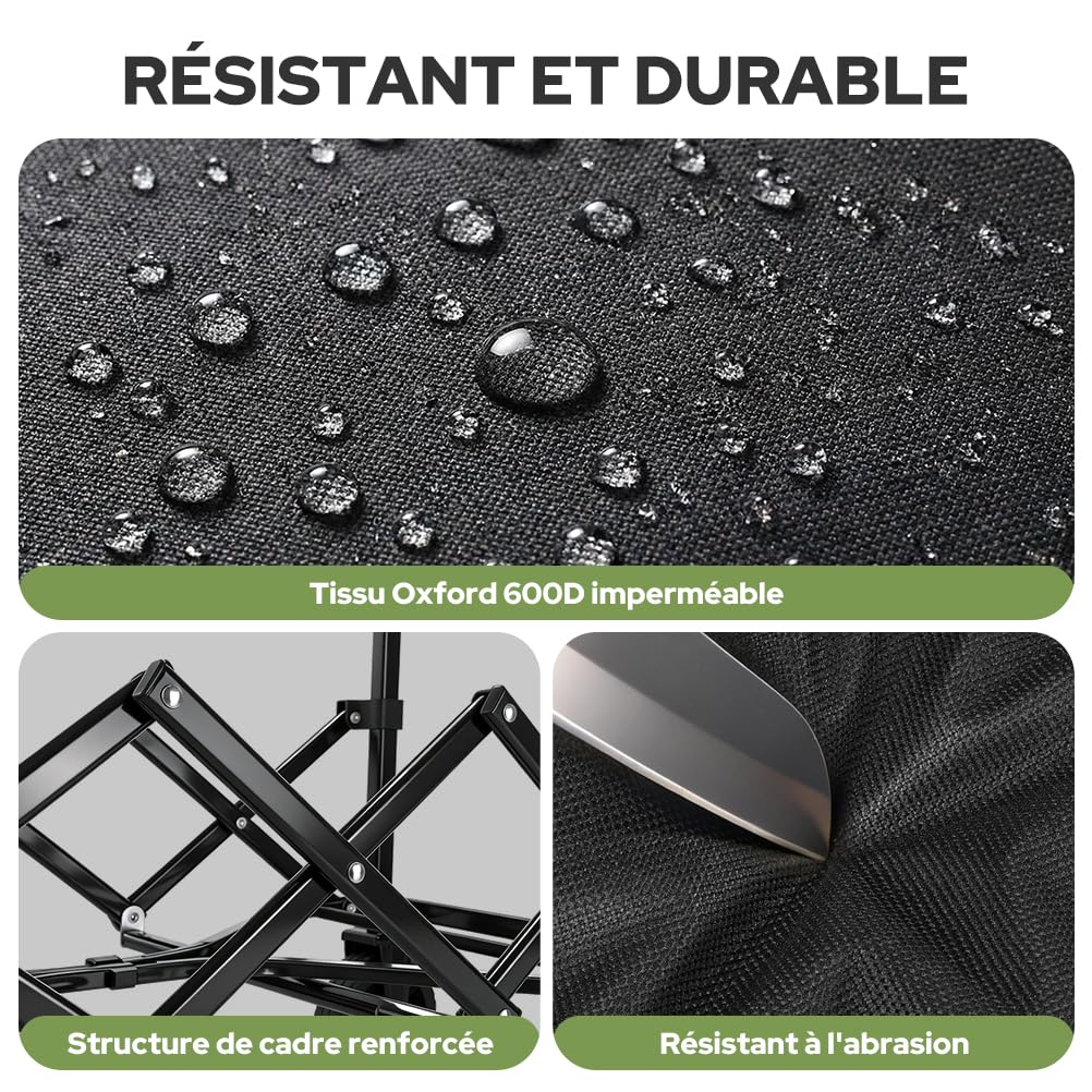 SLIDBEAT Chariot Pliable et Léger - 120L Capacité, pour Camping Courses Jardin Peche, Chariot de Transport Tout Terrain avec Roues 360° Démontables et Toile Lavable (2 Porte-Gobelets)