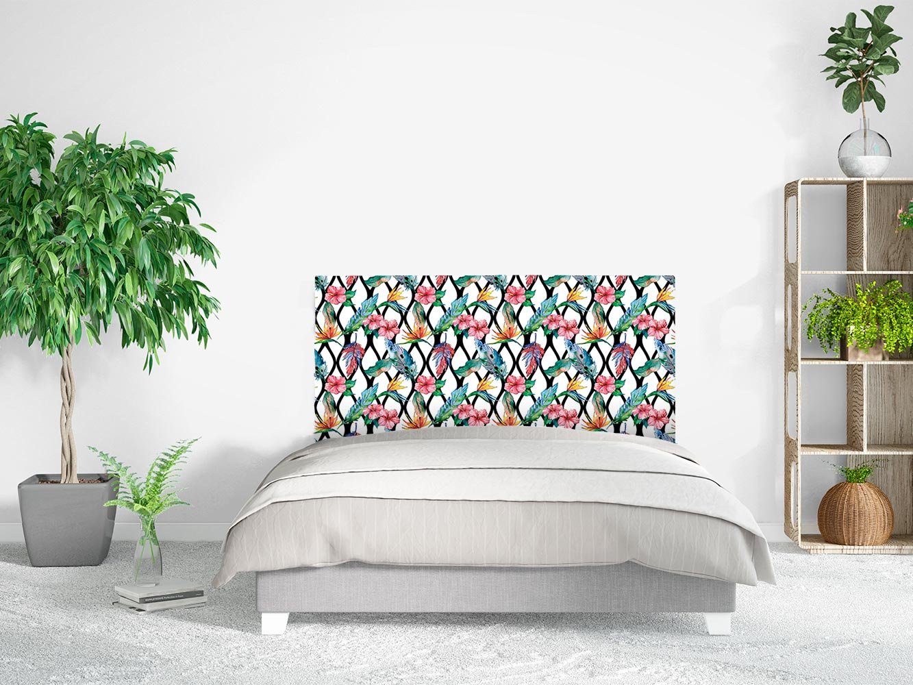 Cabecero Cama PVC Impresión Digital | Estampado de Plumas de Ave Acuarela 150 x 60 cm | Cabecero Original y Económico