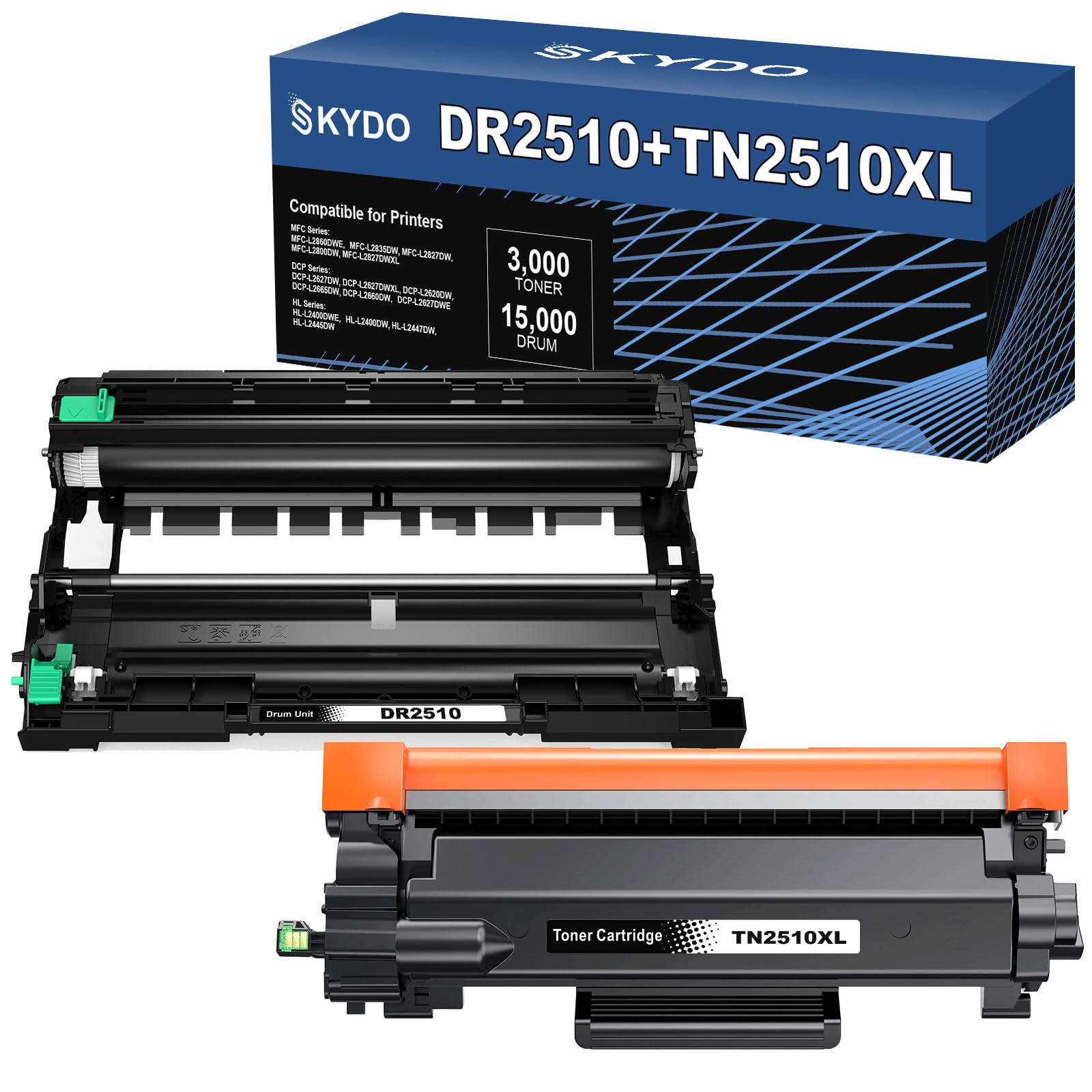 TN2510XL Toner + DR2510 Tamburo Compatibili per Brother TN-2510XL Toner DR 2510 per Brother DCP-L2627DW HL-L2400DWE DCP-L2620DW DCP-L2665DW DCP-L2660DW MFC-L2860DWE DCP-L2627DWE MFC-L2800DW