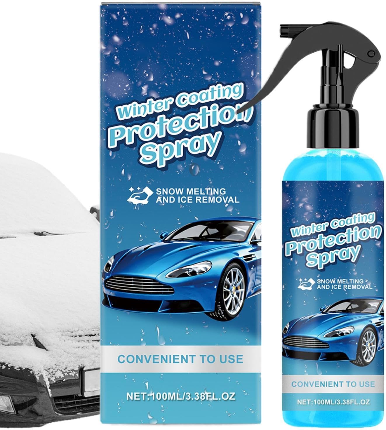 Deicer Spray for Car Windshield,100ml Window Defrost,Melting Spray - for Road Trip Long-Distance Driving Morning Commutes Cold Weather Outdoor Parking Car Truck Glass