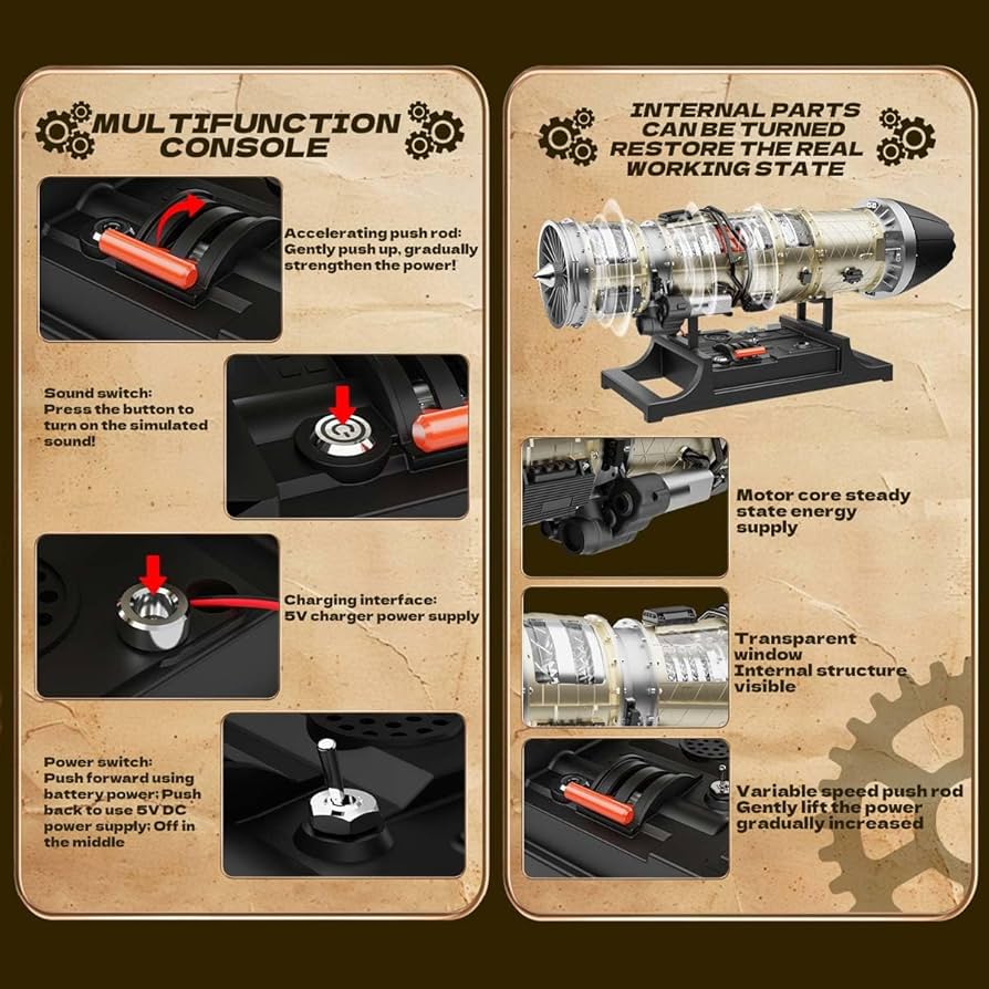 Amazon.com: KAROYD SKYMECHMAN Turbofan Engine Model, 1/10