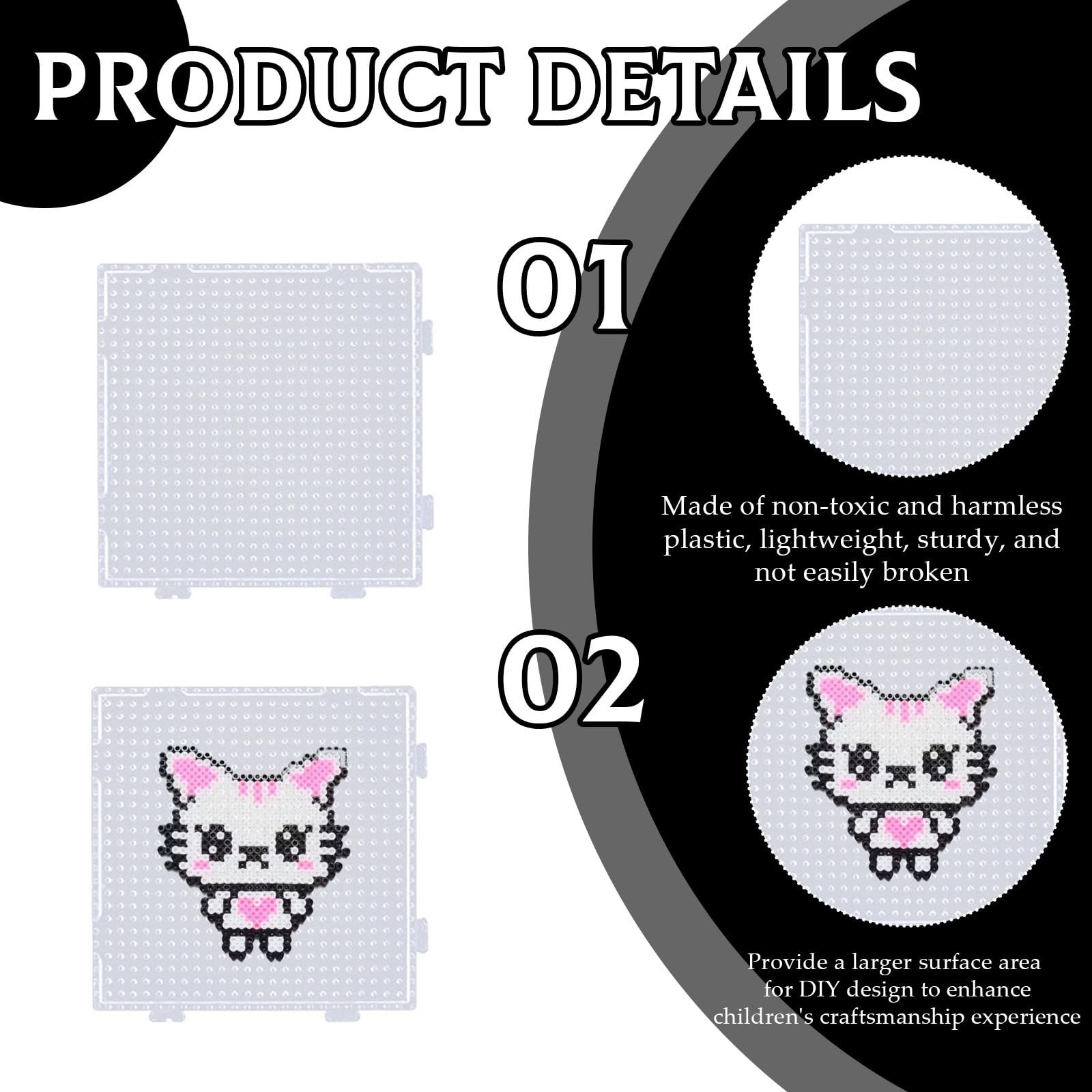 8Pcs 2.6mm Fuse Beads Board, Clear Plastic Beads Pegboard, Stimulate Children's Creativity and Imagination, Hammer Bead Set - Image 3