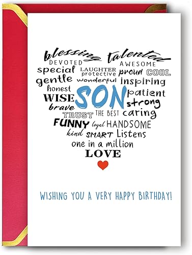 Tarjeta de cumpleaños única para hijo de mamá y papá, tarjeta de cumpleaños de broma para hijo adulto, tarjeta de cumpleaños de alabanza de parte de